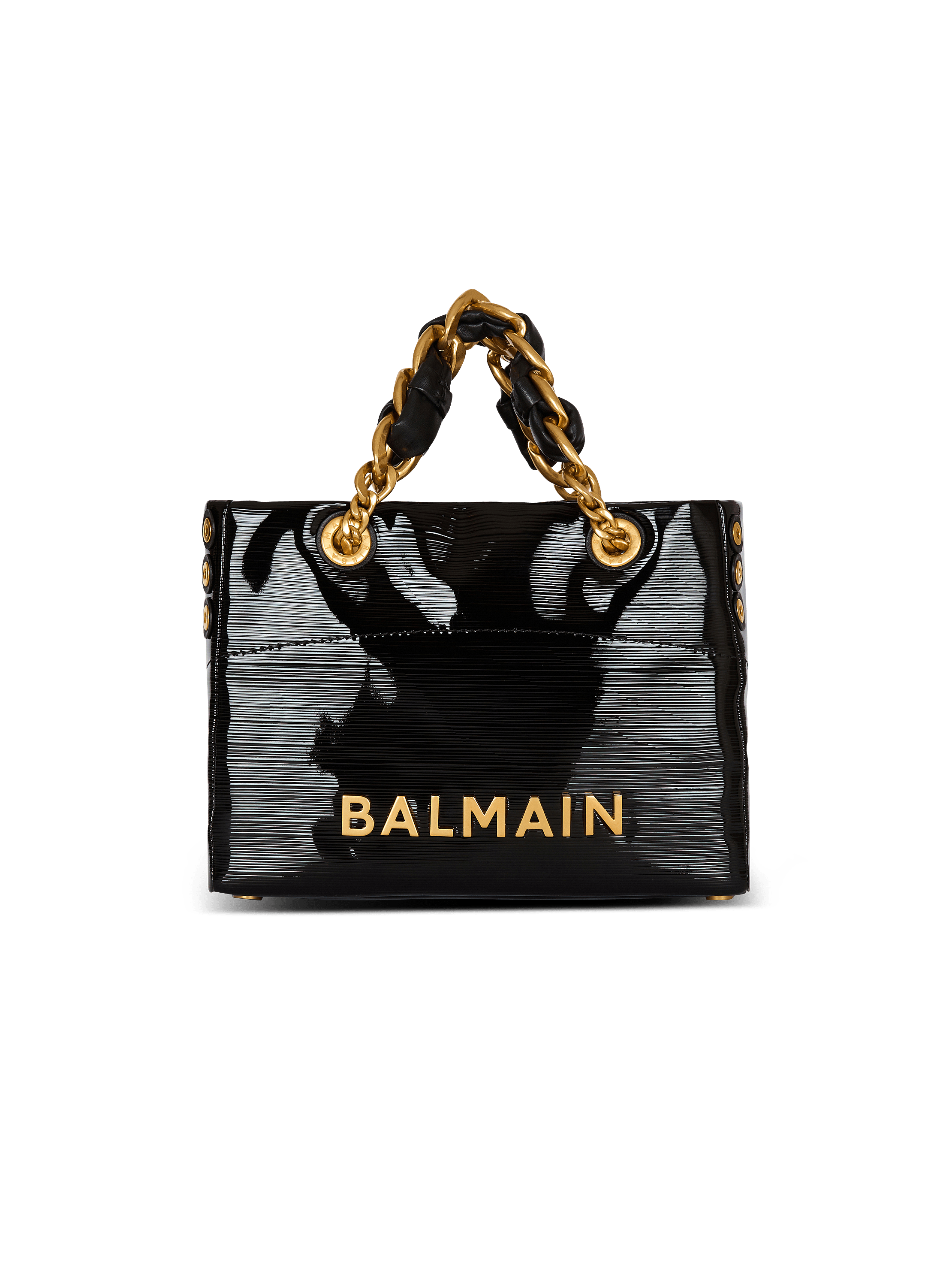 Small 1945 Soft tote bag in striped patent leather