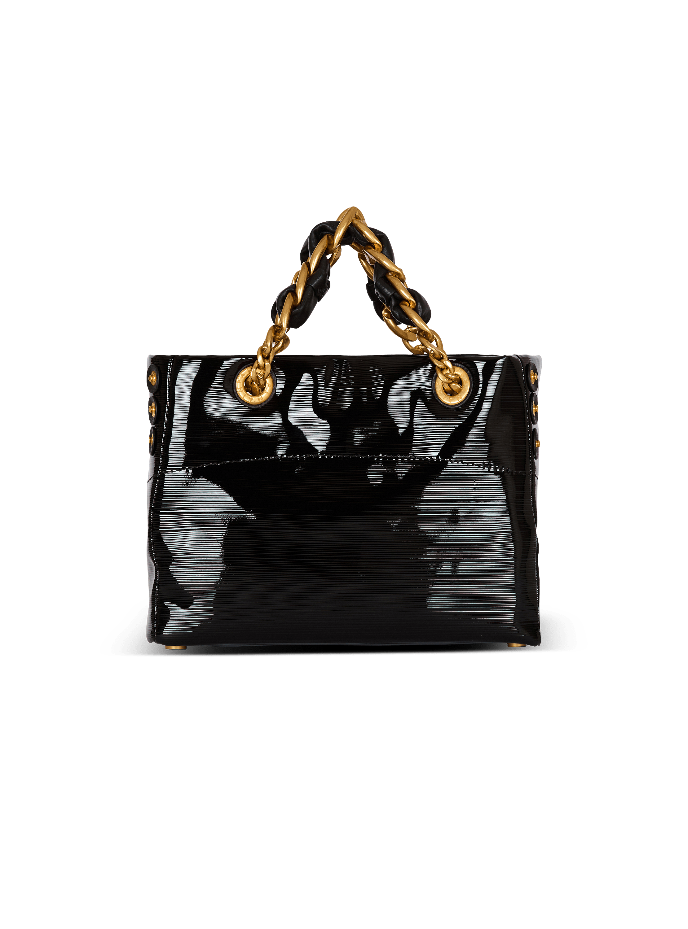 【Balmain】VIPセール【1945 ソフトトート】スモール Small 1945 Soft bag in embossed crackled calfskin with a PB