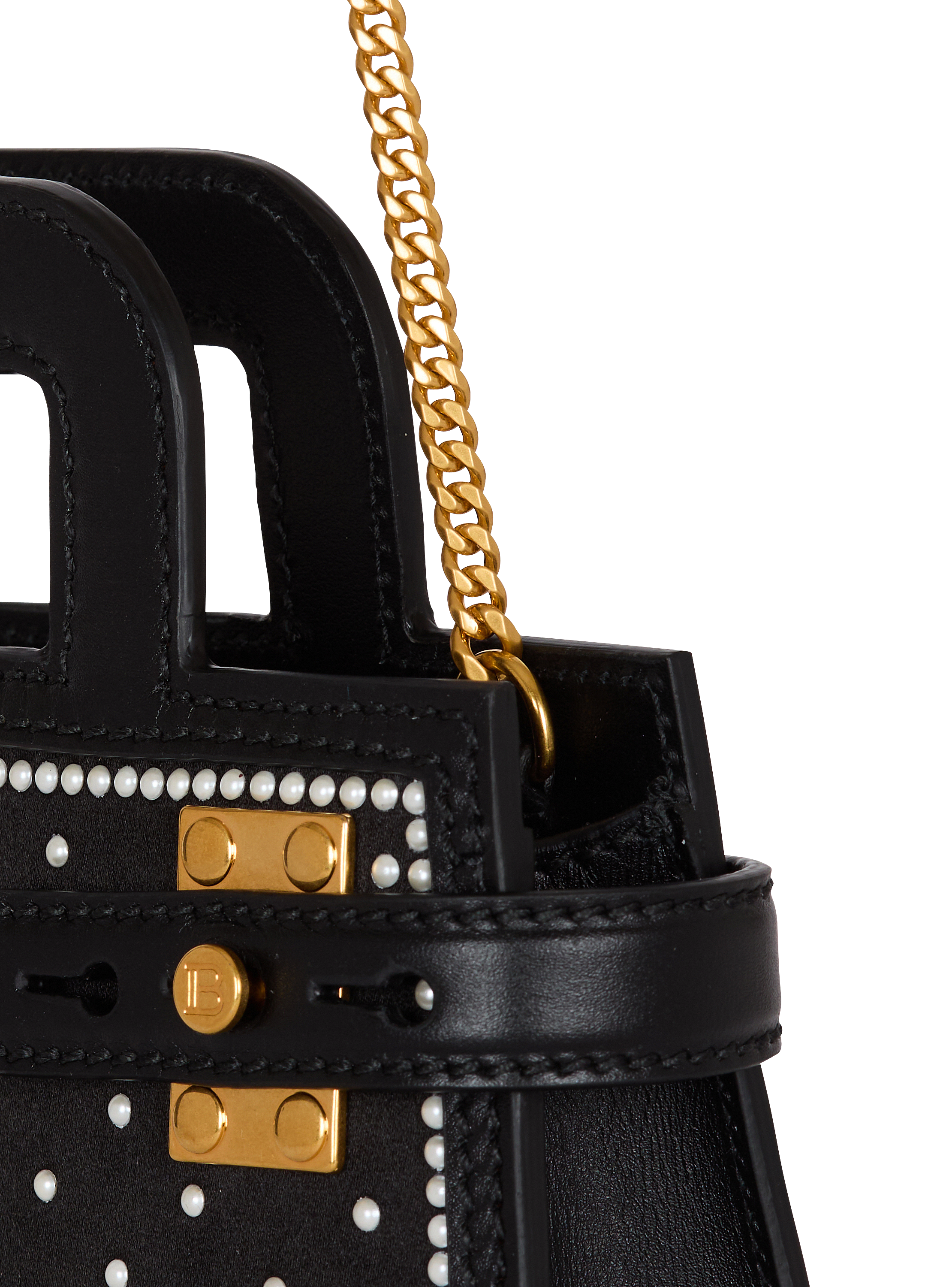 B-Buzz small top handle-pearl embroidered satin