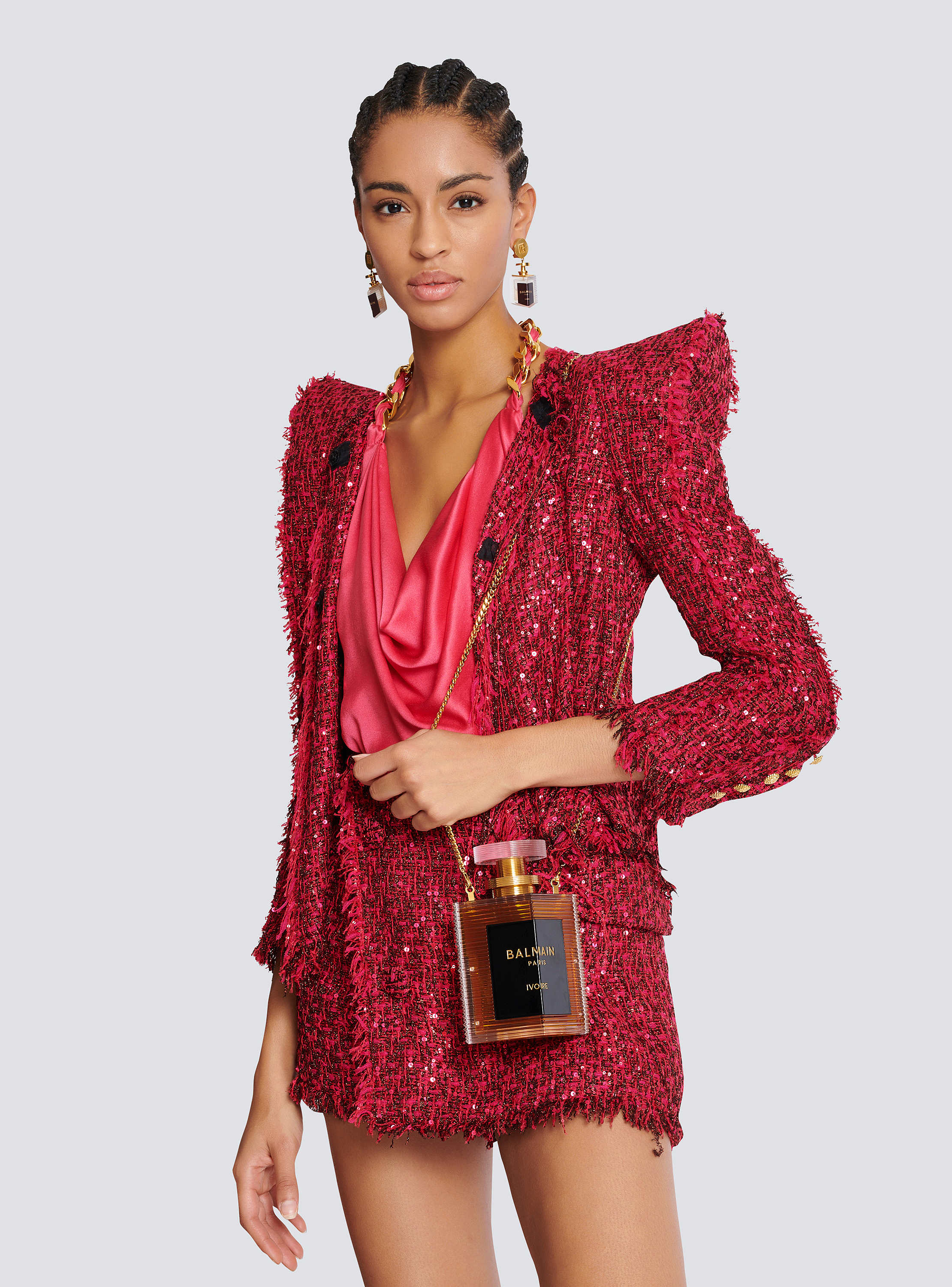 Perfume minaudière in resin and brass