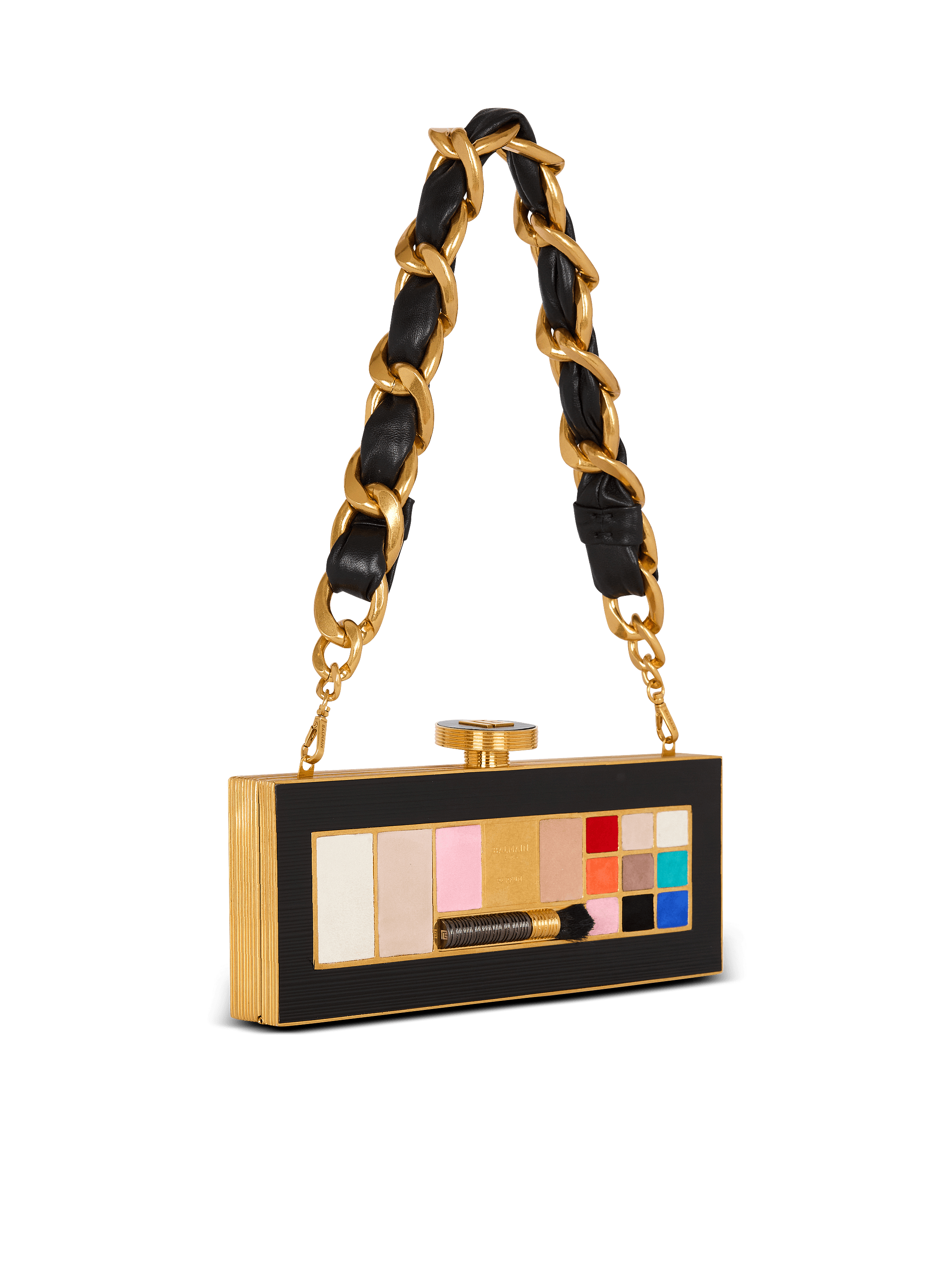 Pochette Make-up aus Messing und Leder 