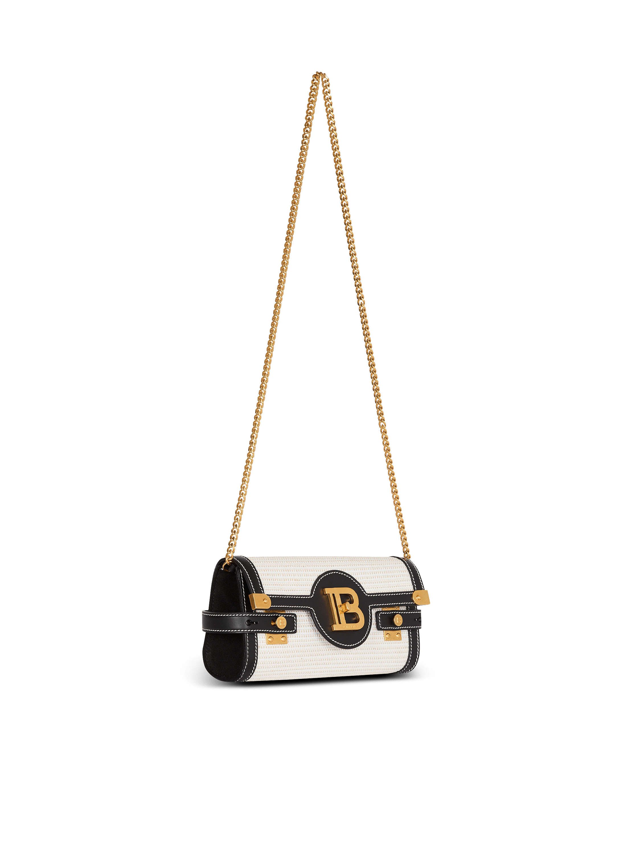 B-Buzz pouch 23-raffia & calfskin