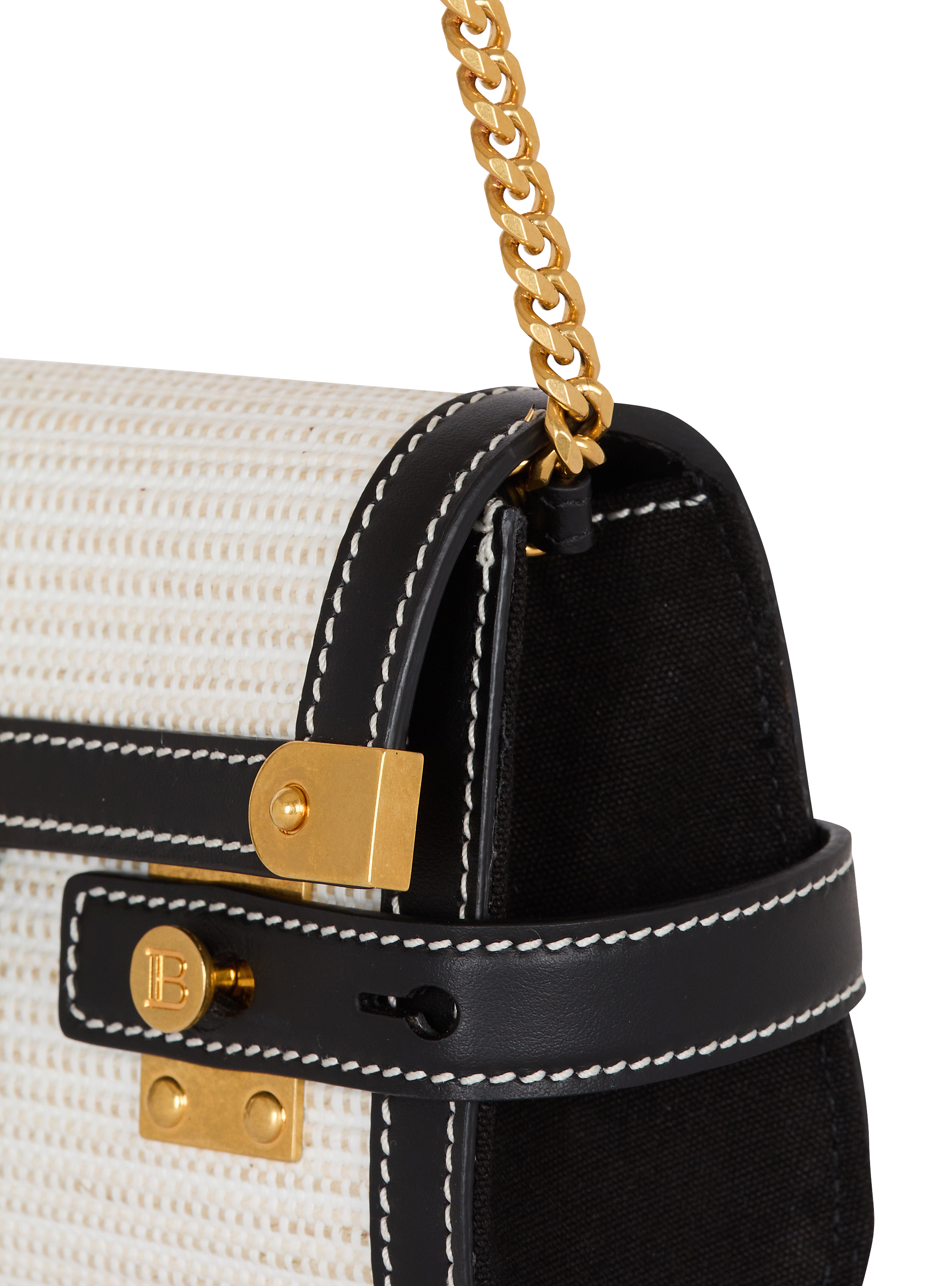 B-Buzz pouch 23-raffia & calfskin
