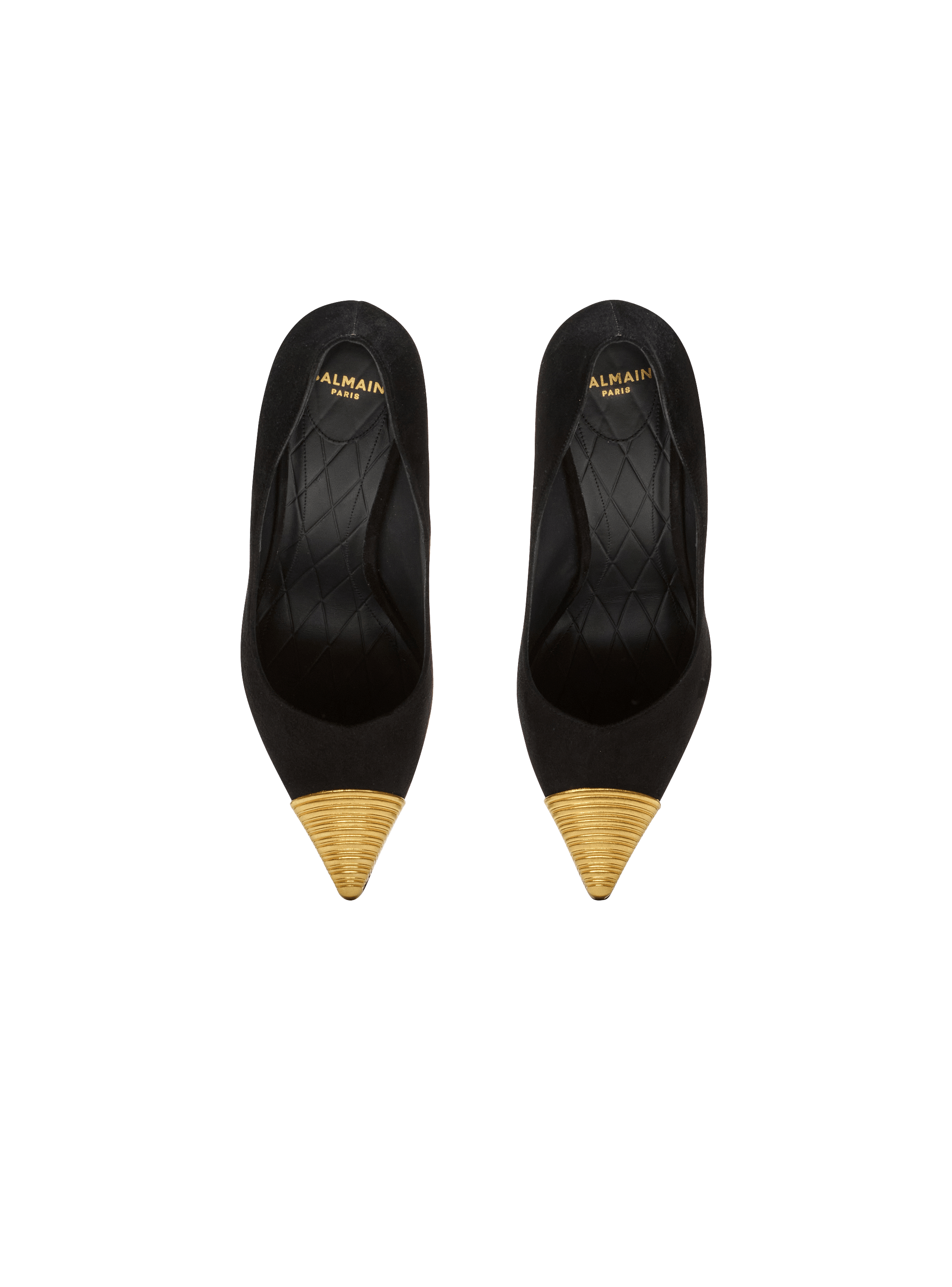【送料&関税込】Balmain Suede Pumps Lipstick pumps in suede leather and brass black - Women