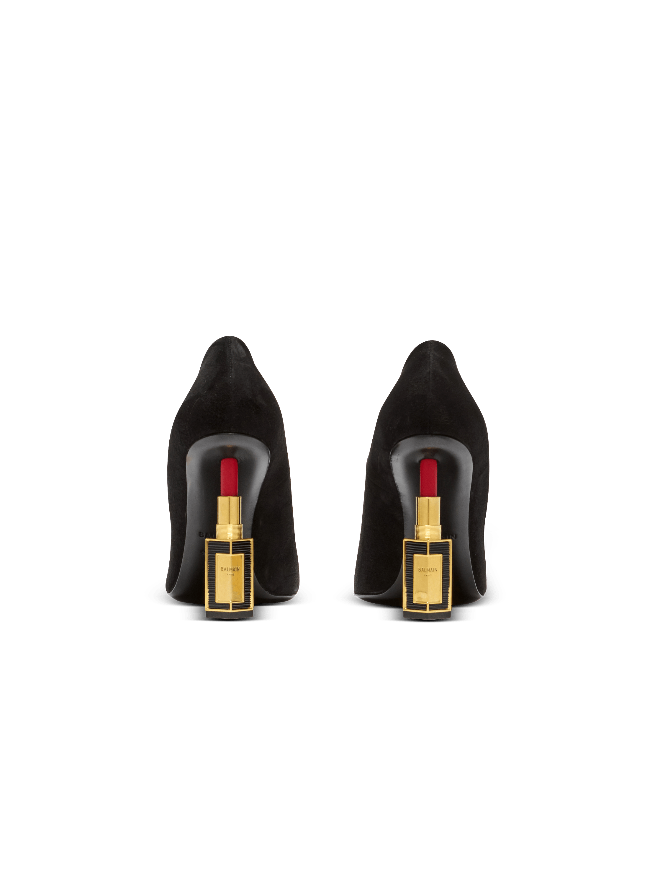 Lipstick pumps in suede leather and brass