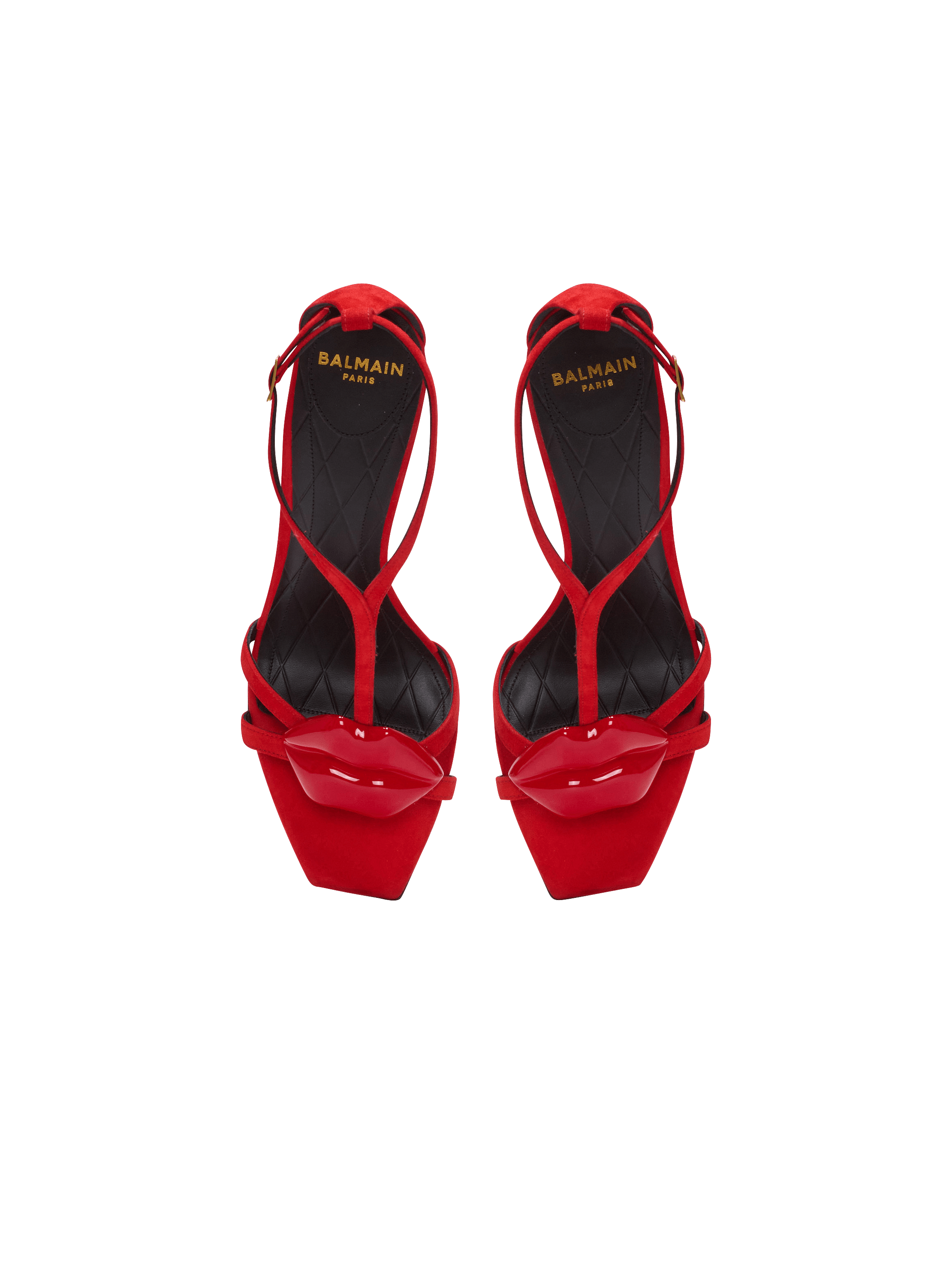 Suede Lips sandals red - Women | BALMAIN