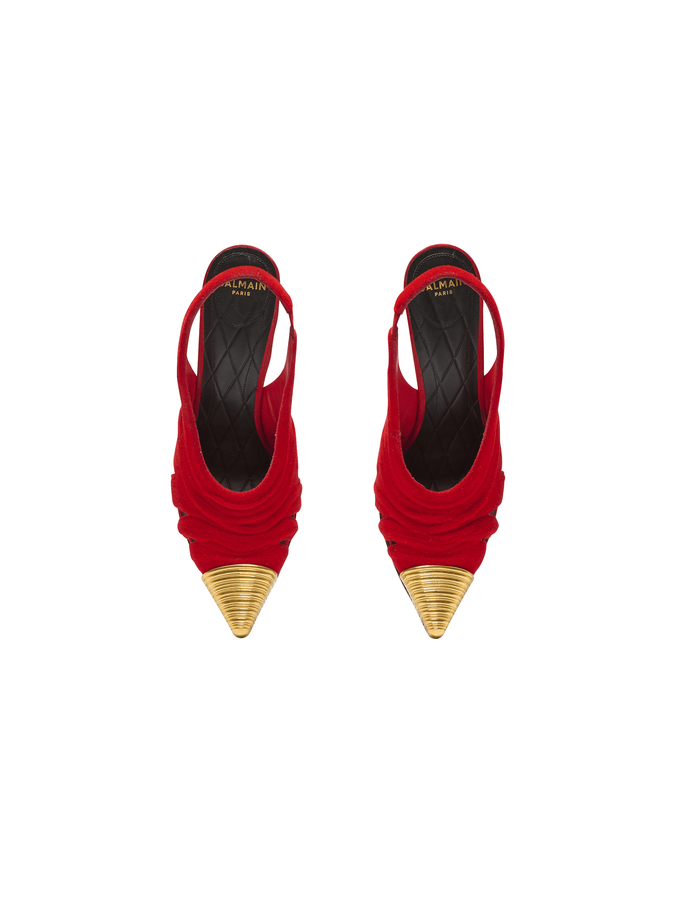 Lipstick pumps in suede leather and brass - Women | BALMAIN