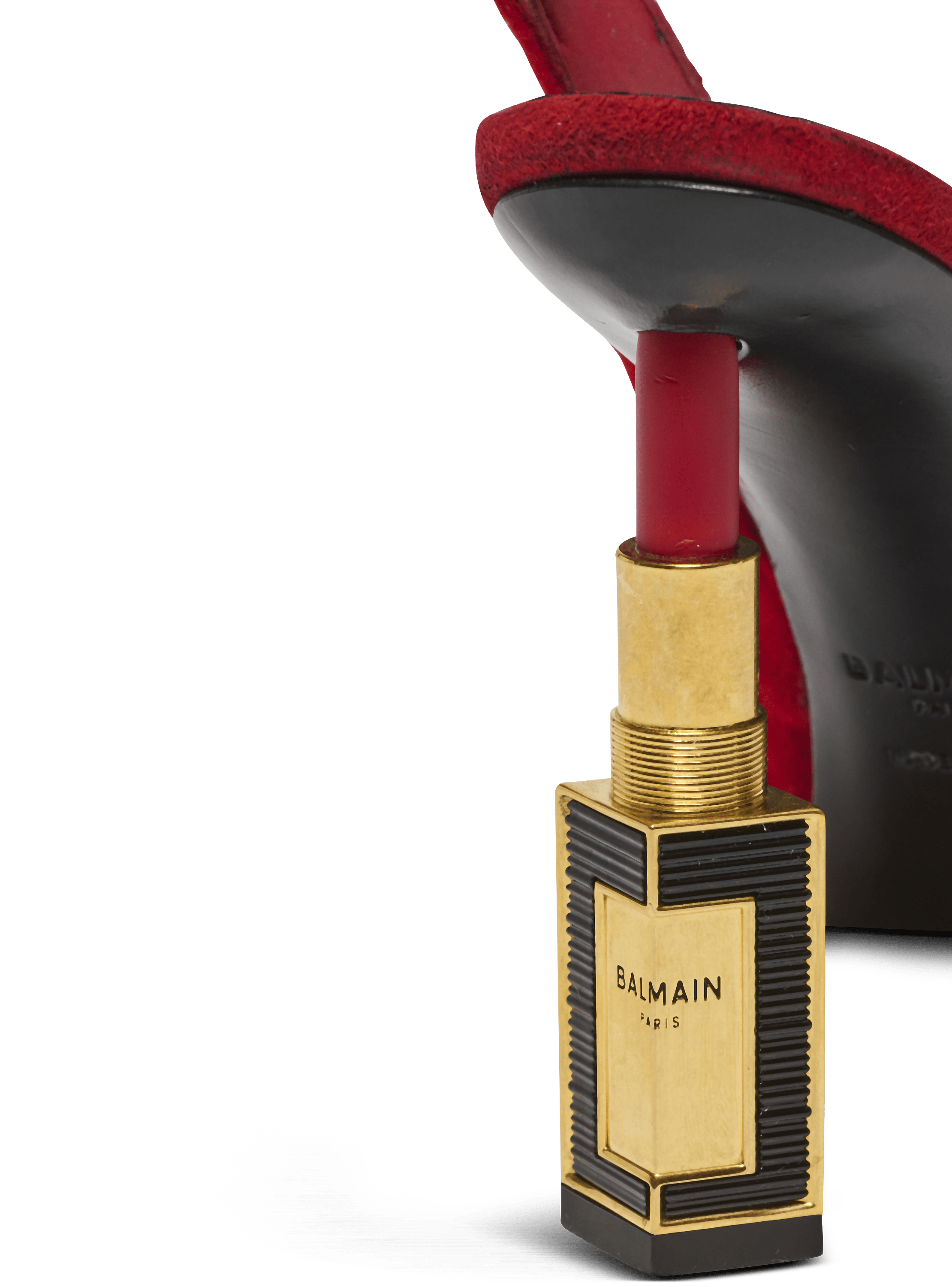 Lipstick pumps in suede leather and brass