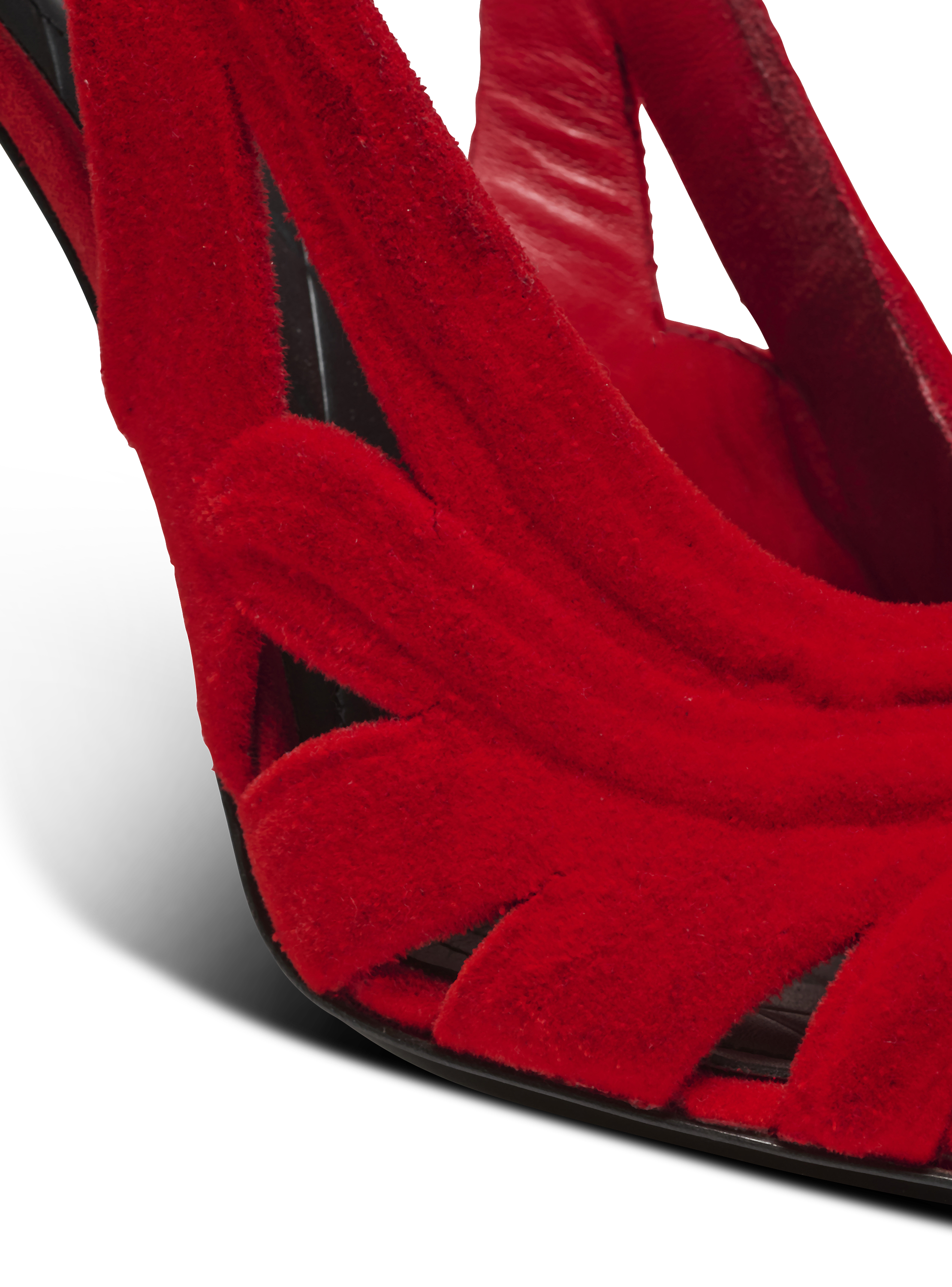 Lipstick pumps in suede leather and brass red red - Women