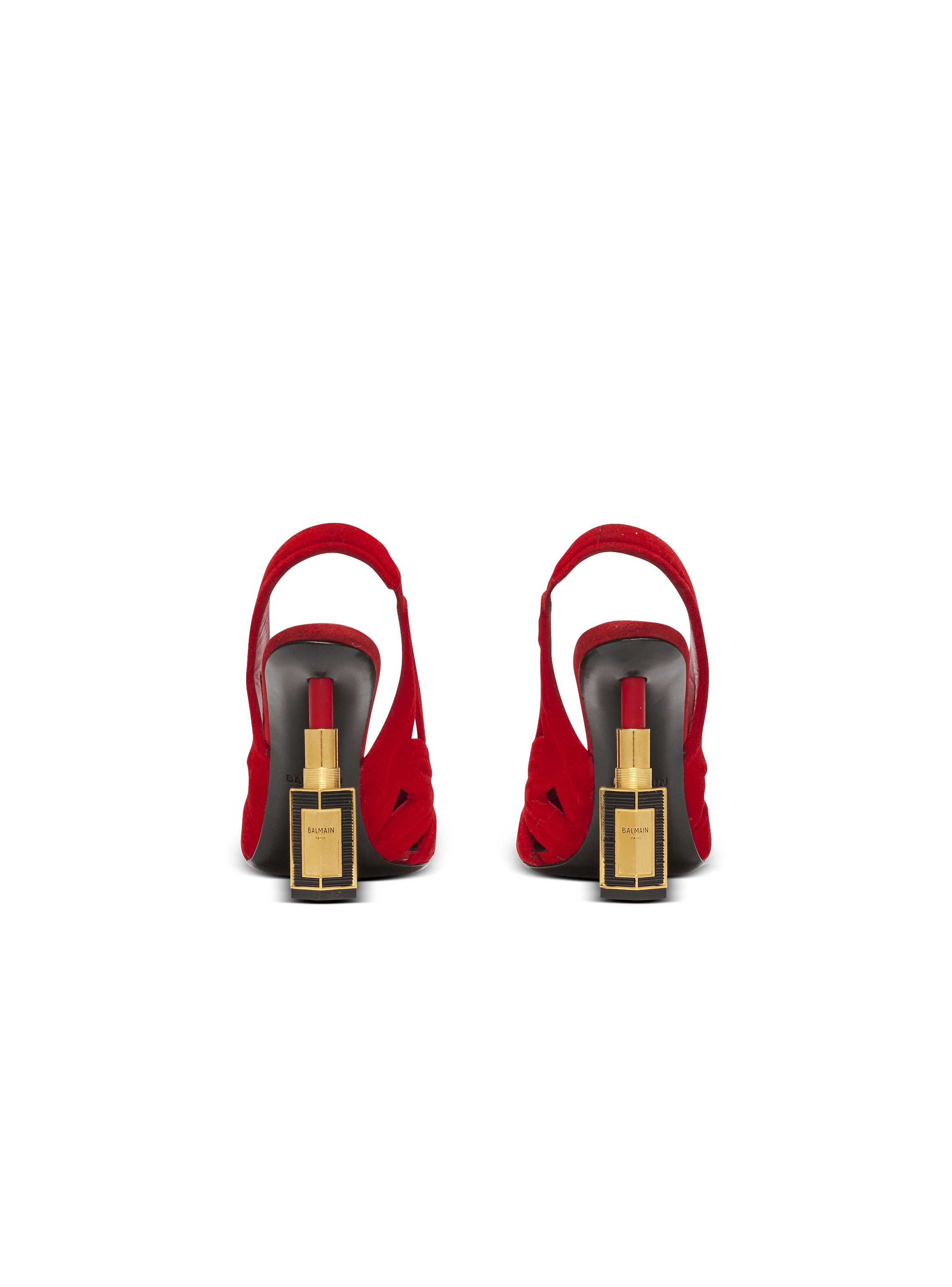 Lipstick pumps in suede leather and brass