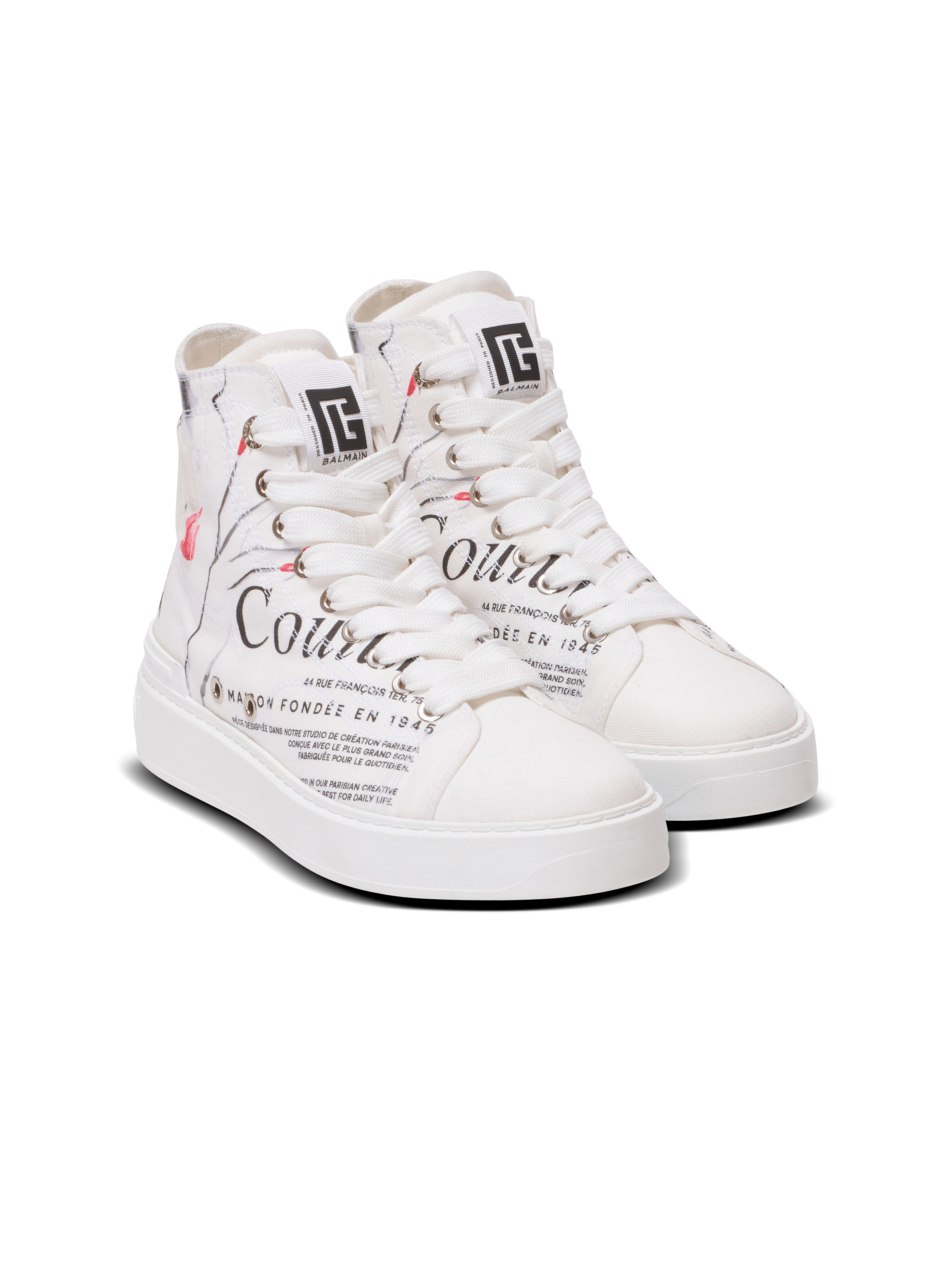 スニーカー BALMAIN Women Sneakers EN1VF724KJNR1CE WHITE Unicorn Low trainers in neoprene and calfskin - Women | BALMAIN