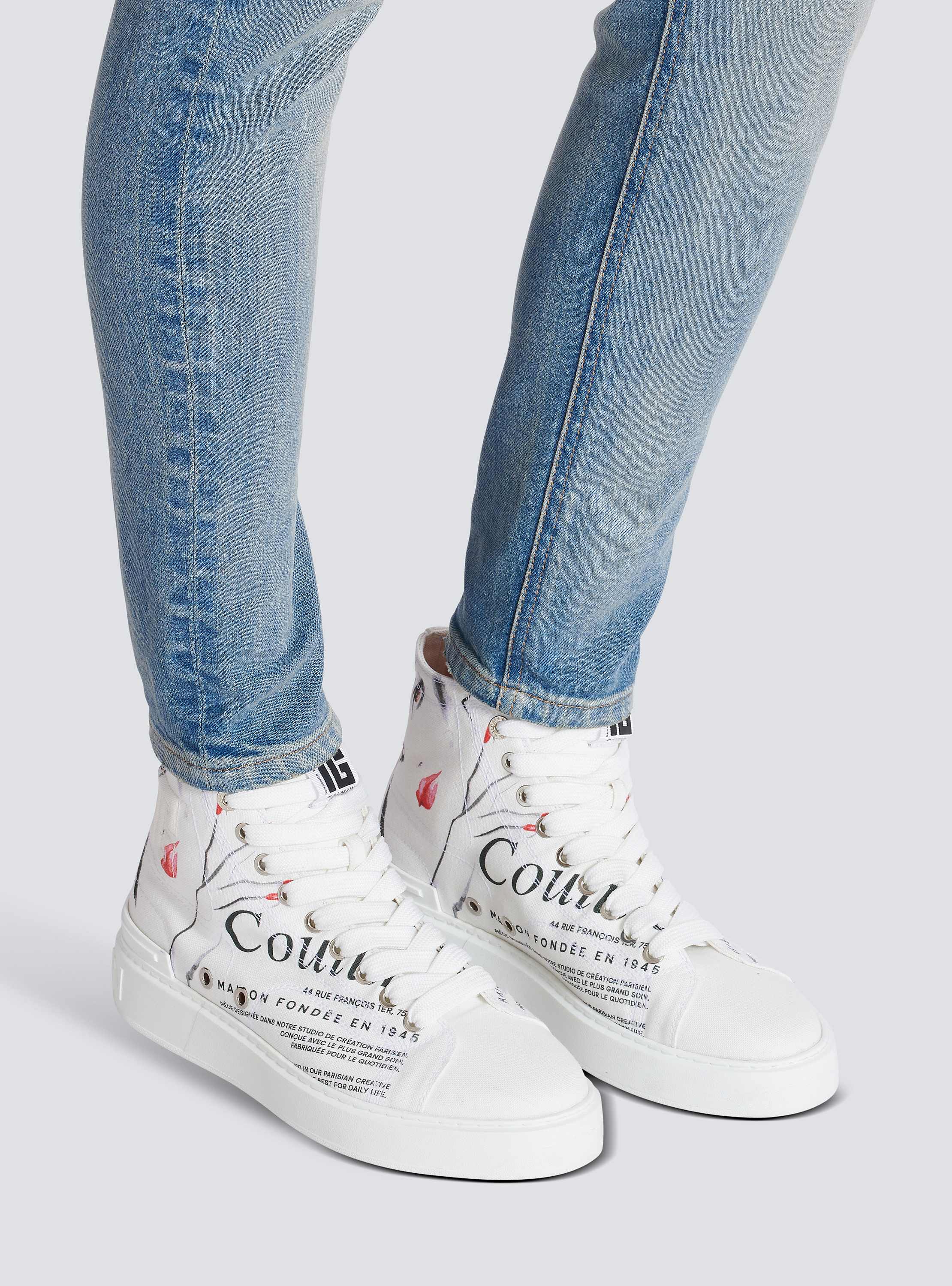 B-Court high-top trainers with Balmain Beauty print