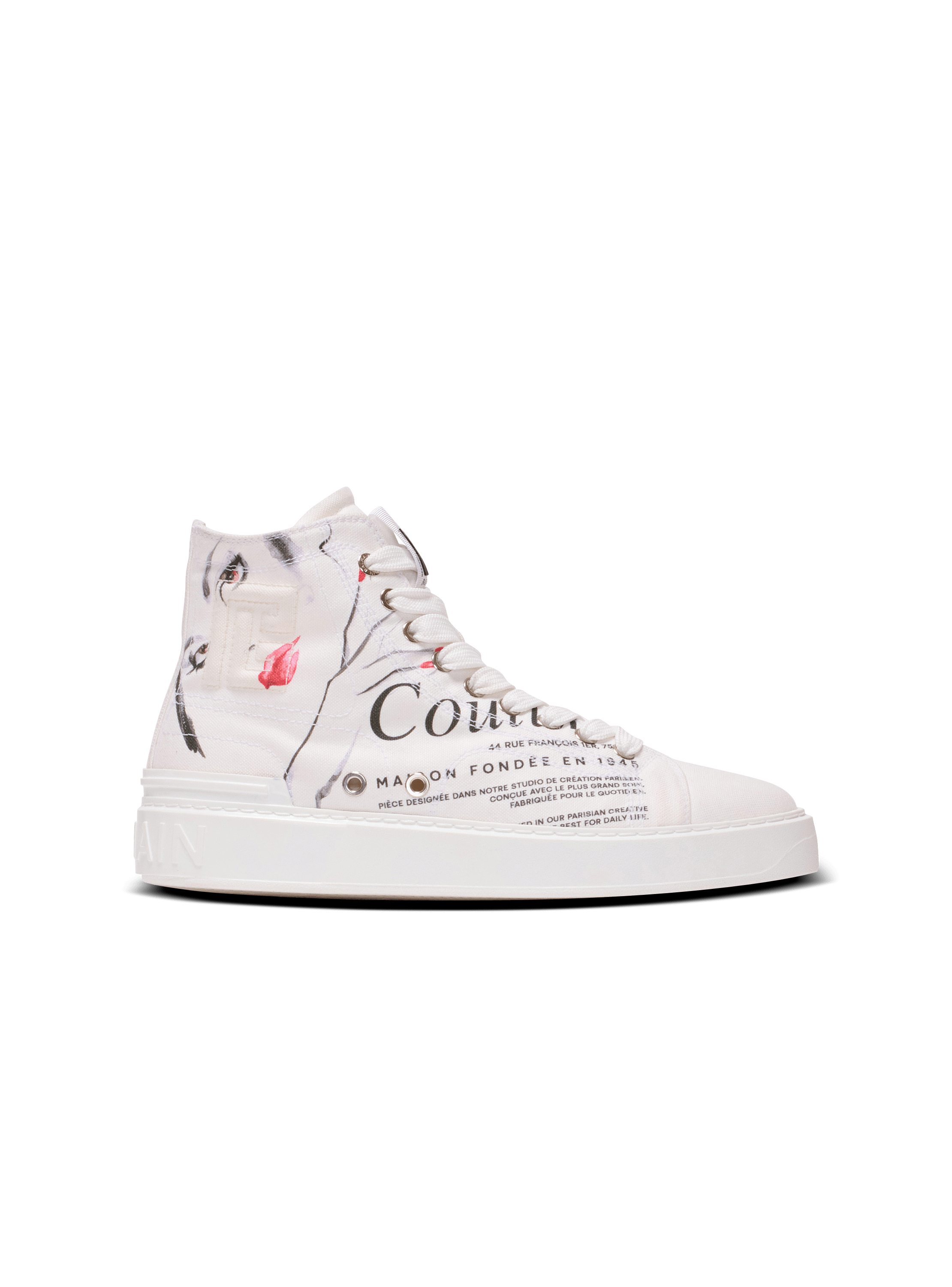 B-Court high-top trainers with Balmain Beauty print