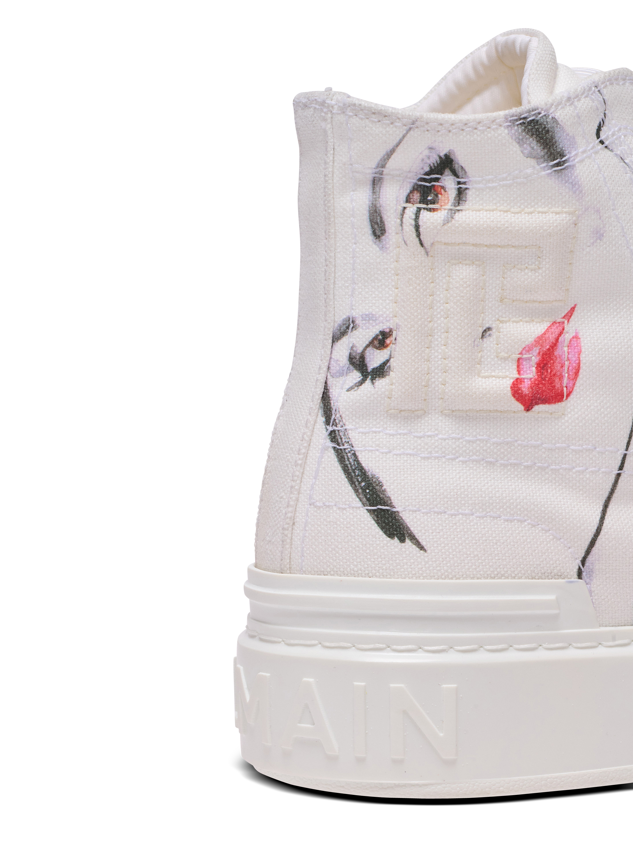 B-Court high-top trainers with Balmain Beauty print