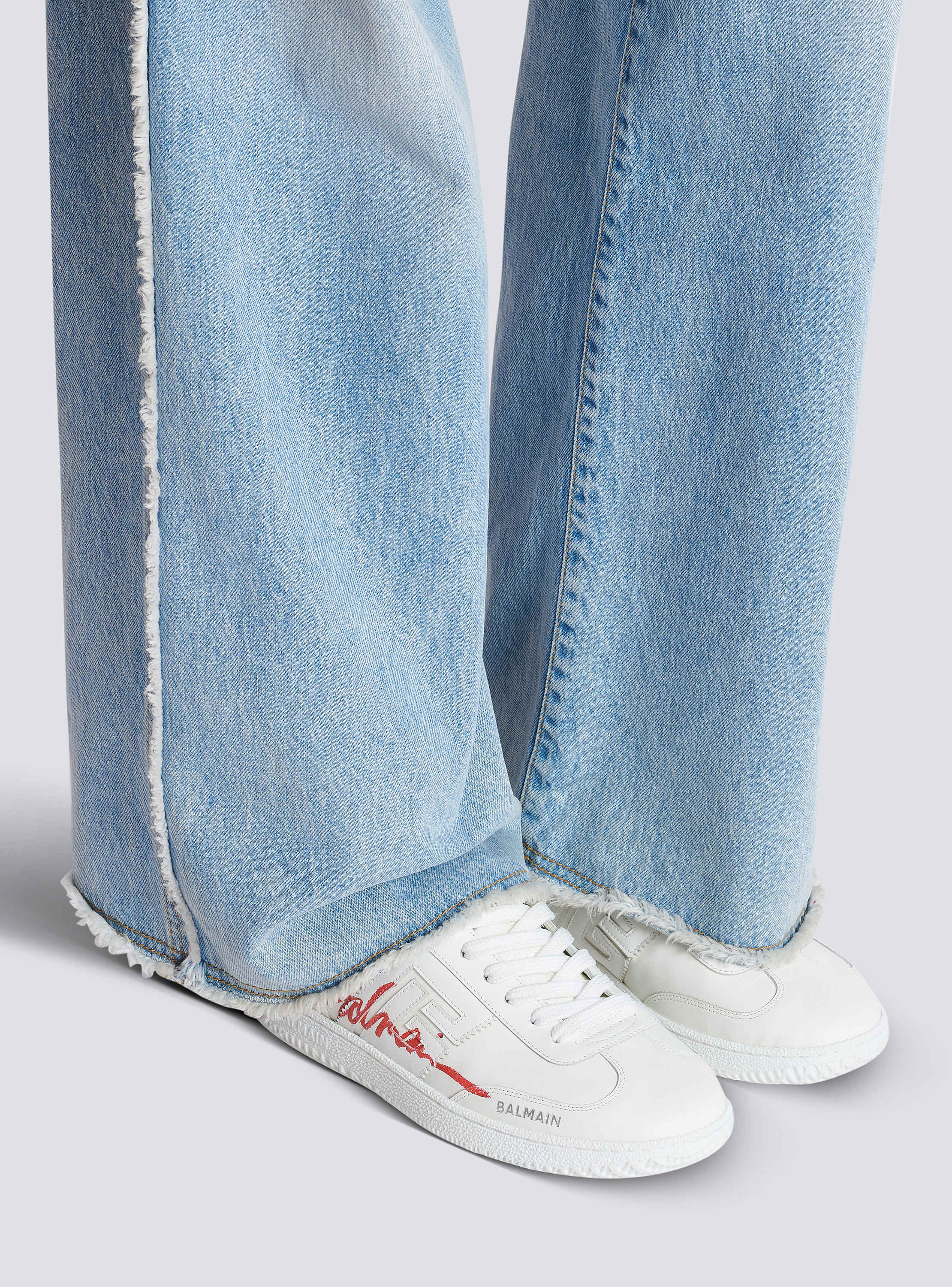 Leather Balmain Swan Lipstick trainers red red - Women | BALMAIN
