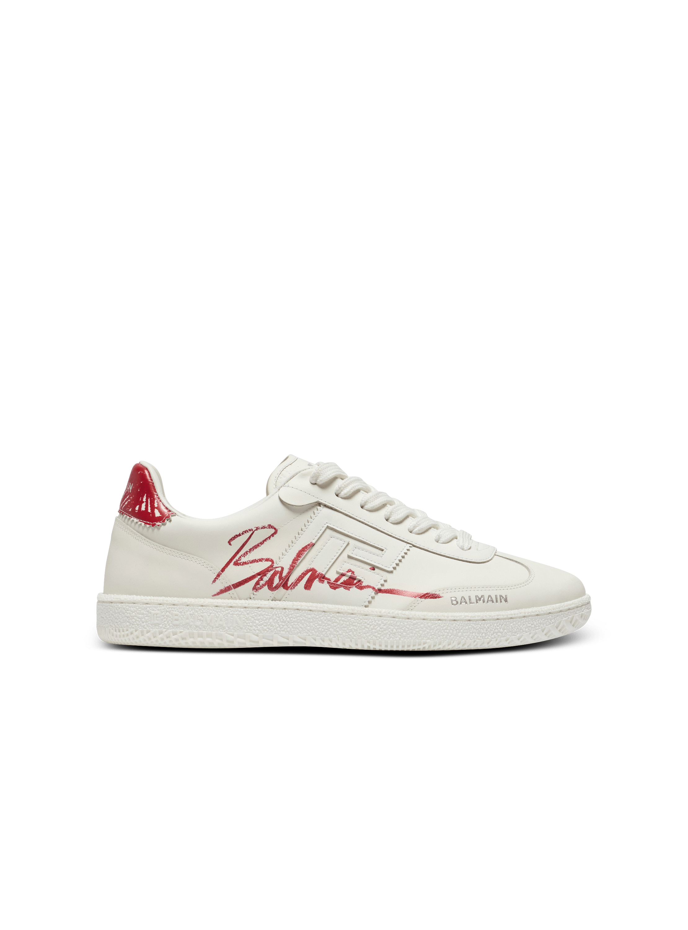 Leather Balmain Swan Lipstick trainers