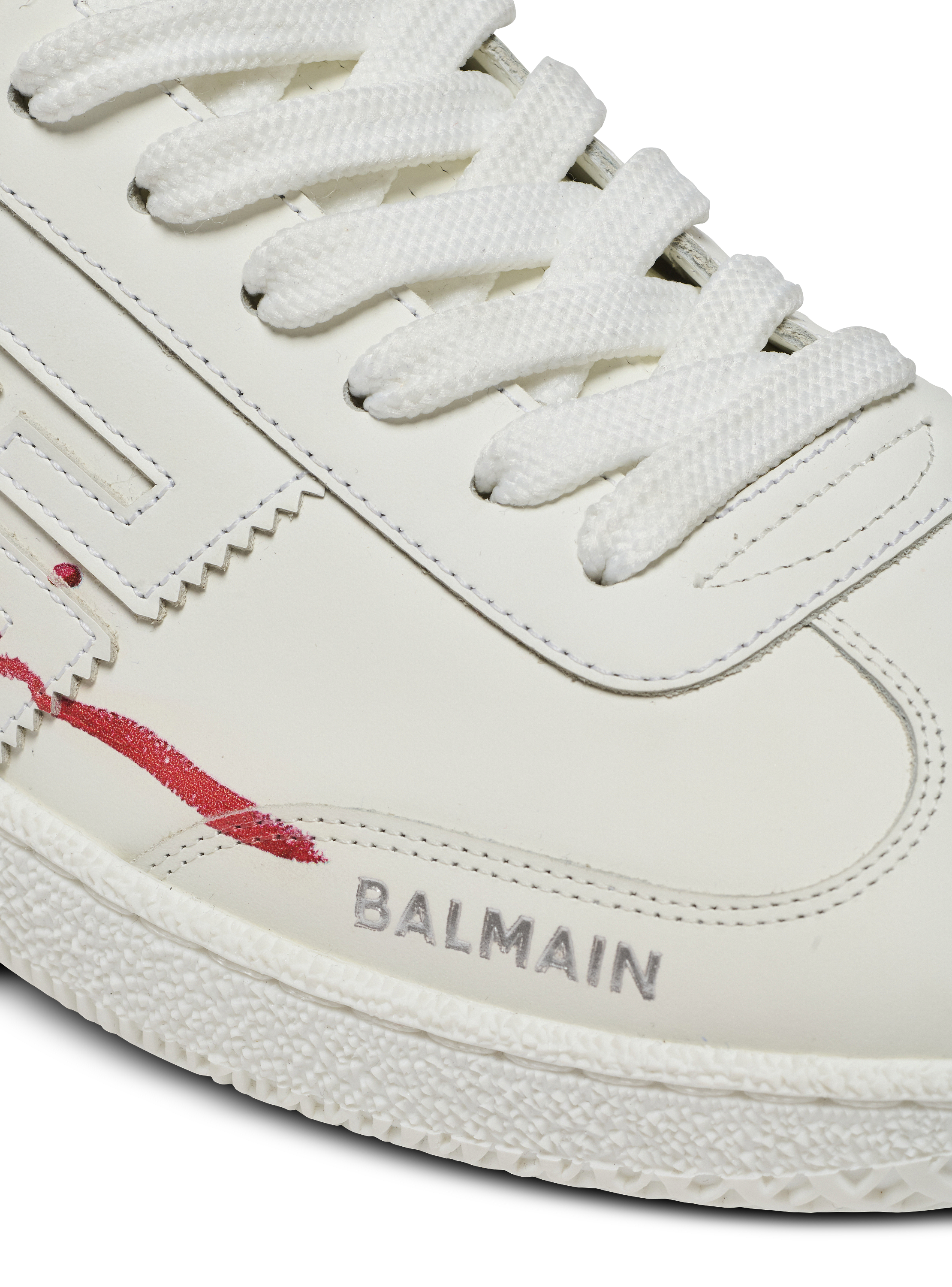 スニーカー Balmain Swan Sneakers - Balmain - Leather - White/Red Balmain Swan Sneakers - Balmain - Leather - White/Red