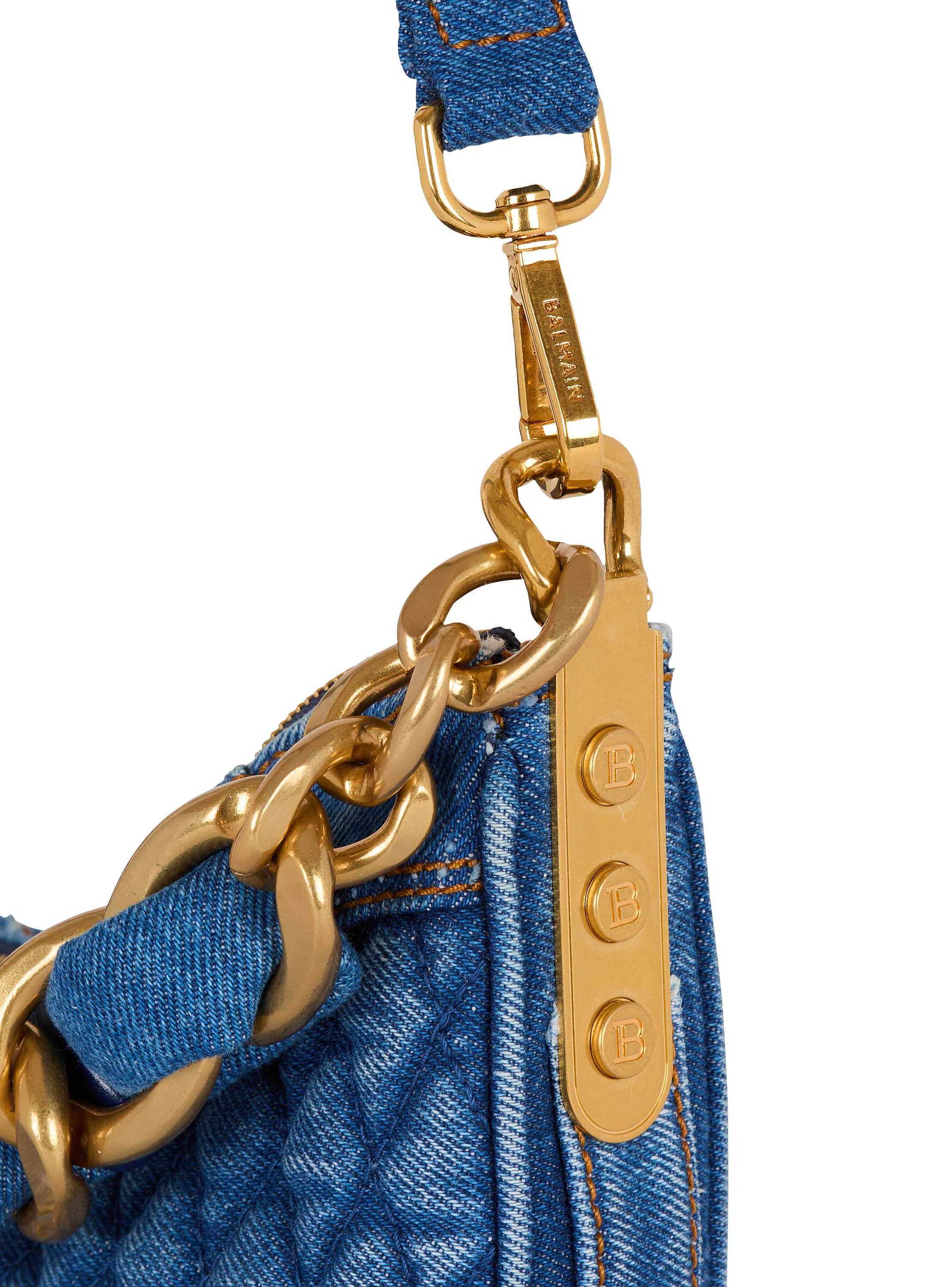 1945 Soft Moon bag in diamond-quilted denim - Women | BALMAIN