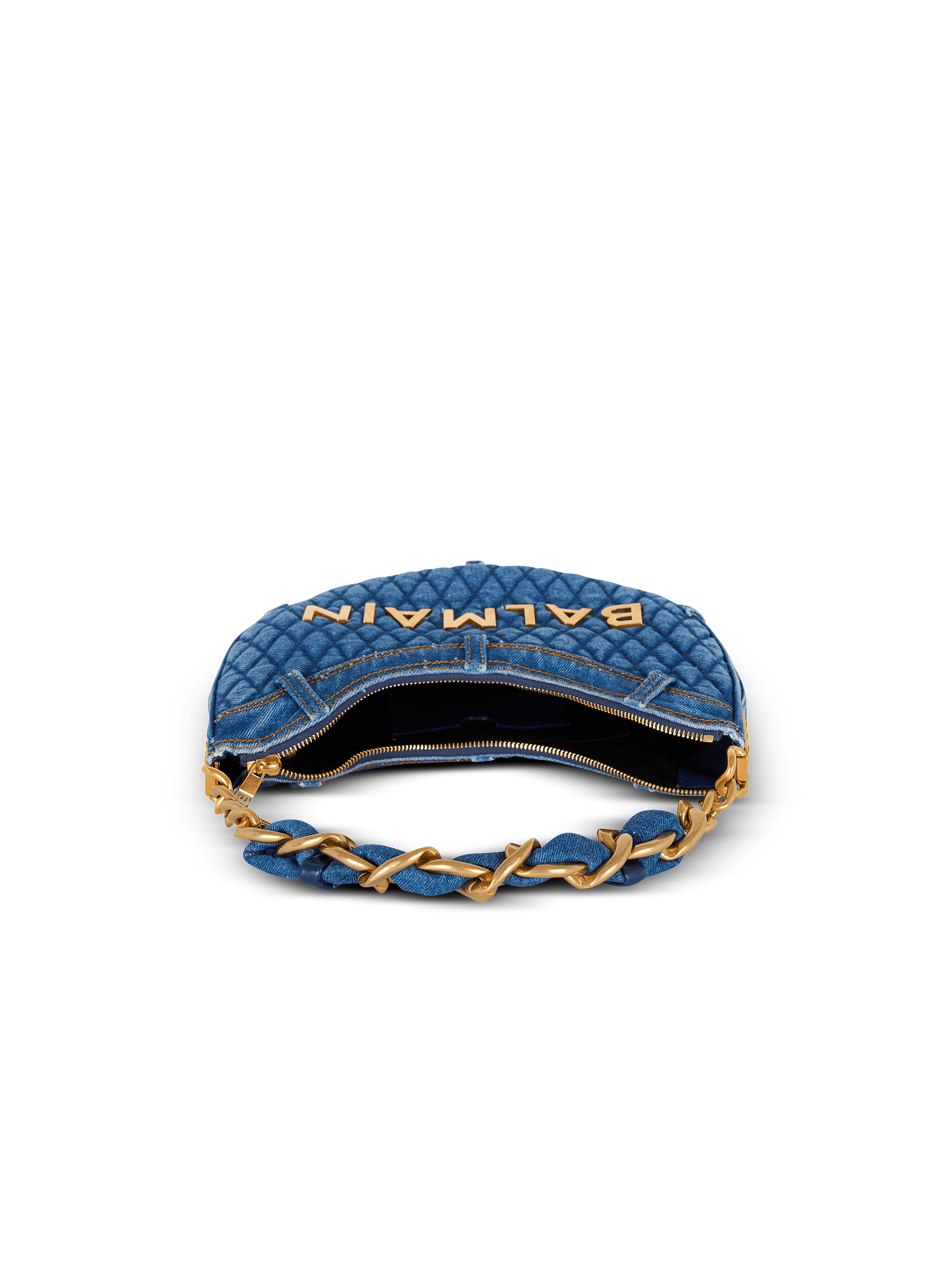 1945 Soft Moon bag in diamond-quilted denim - Women | BALMAIN