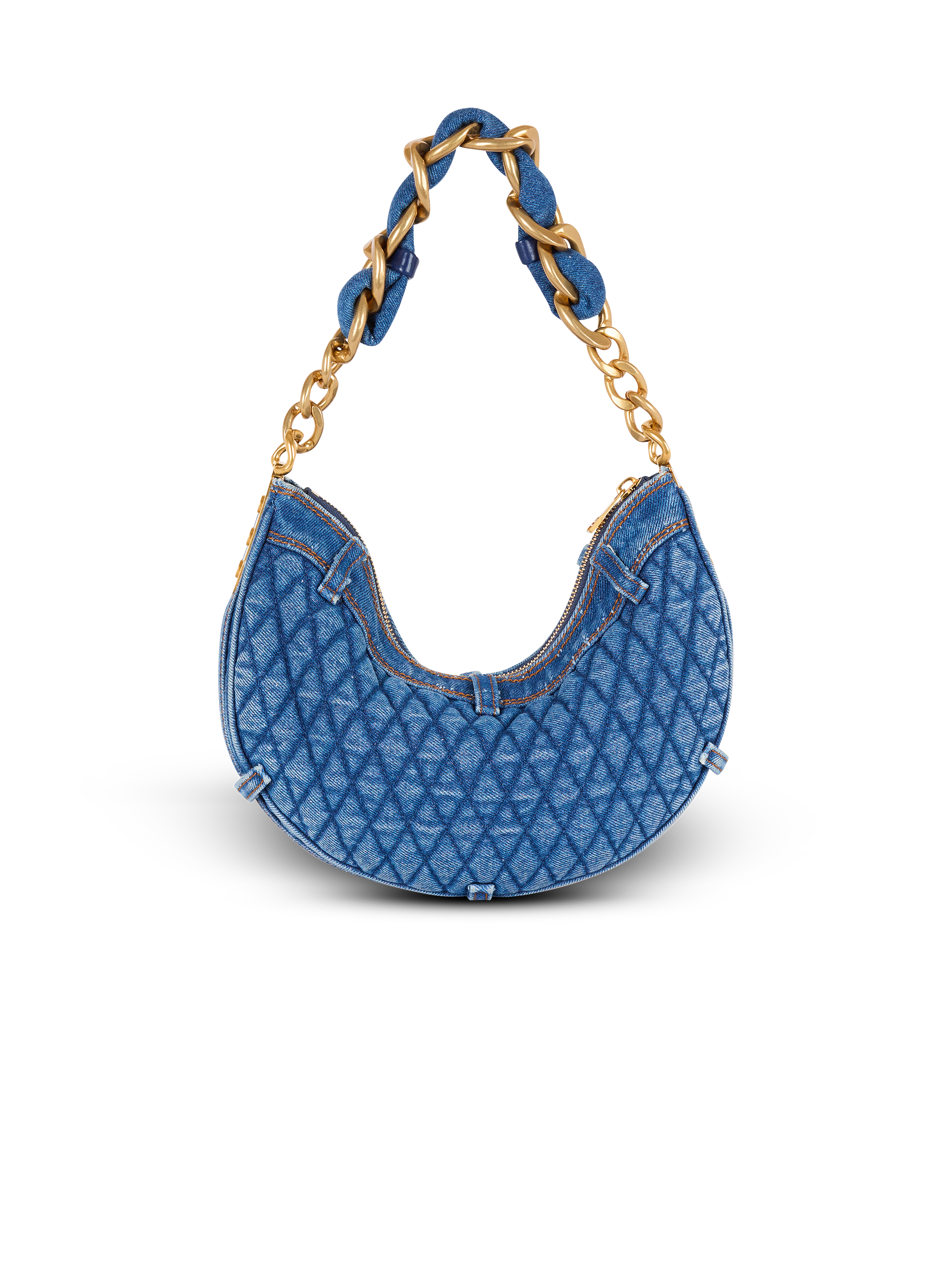 1945 Soft Moon bag in diamond-quilted denim - Women | BALMAIN