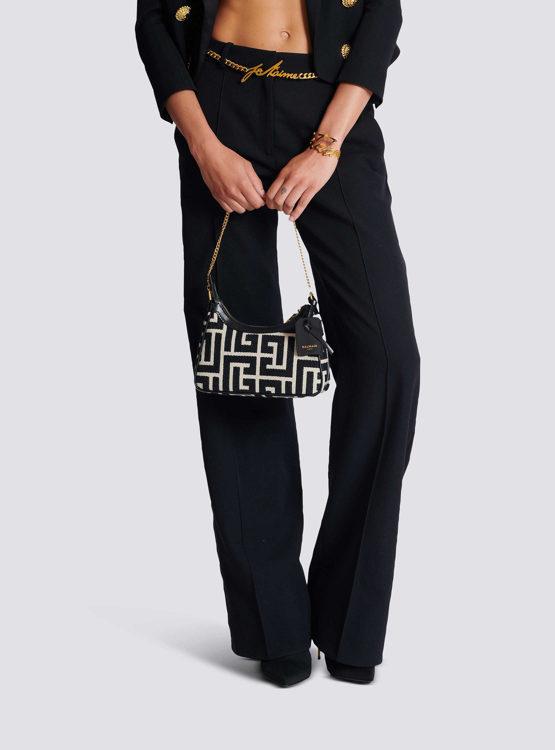 B-Army Shoulder bag in monogram jacquard - Women | BALMAIN