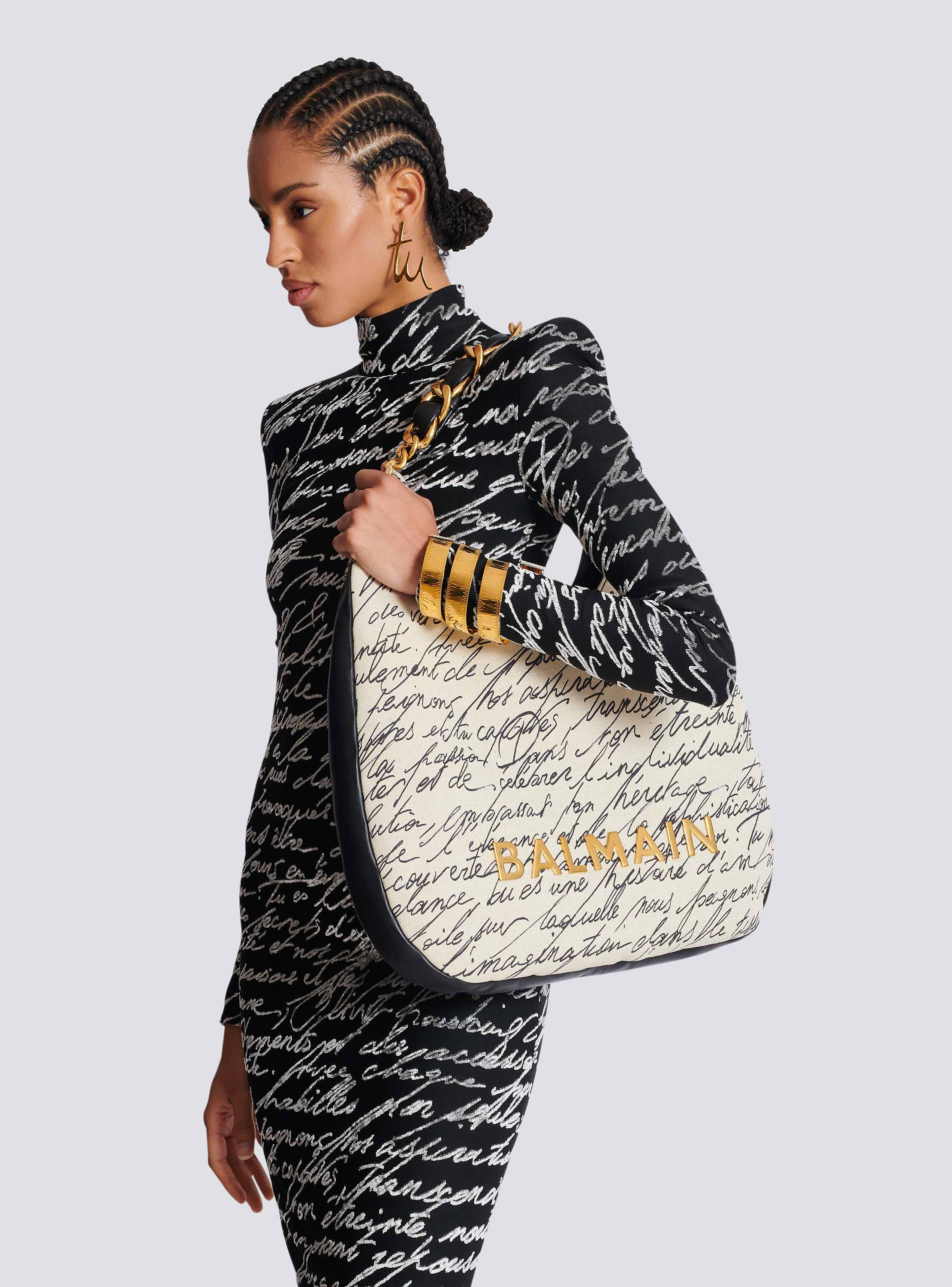 Large 1945 Soft Hobo tote bag in printed canvas beige