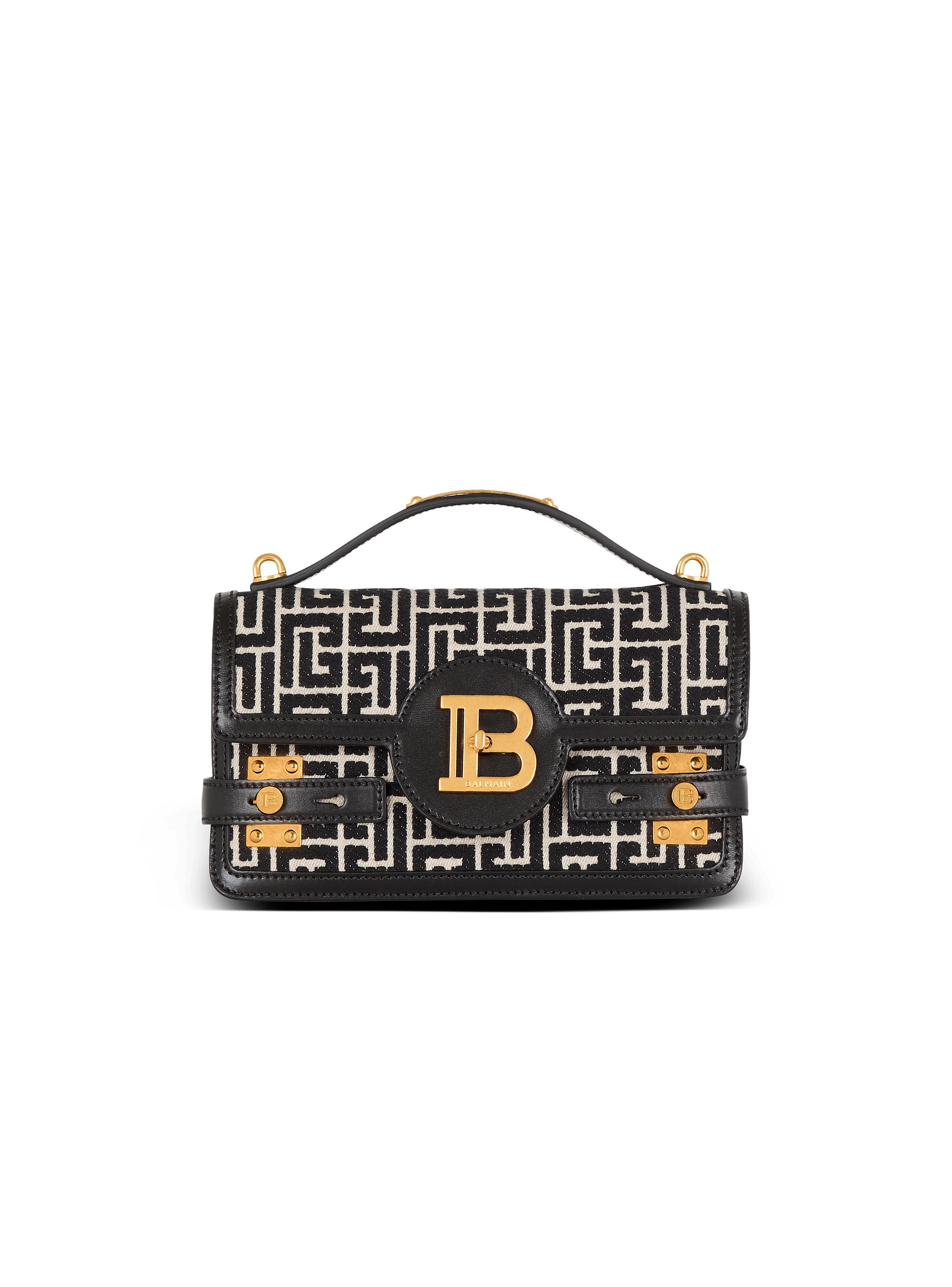 B-Buzz Shoulder 24 bag in calfskin and PB jacquard canvas
