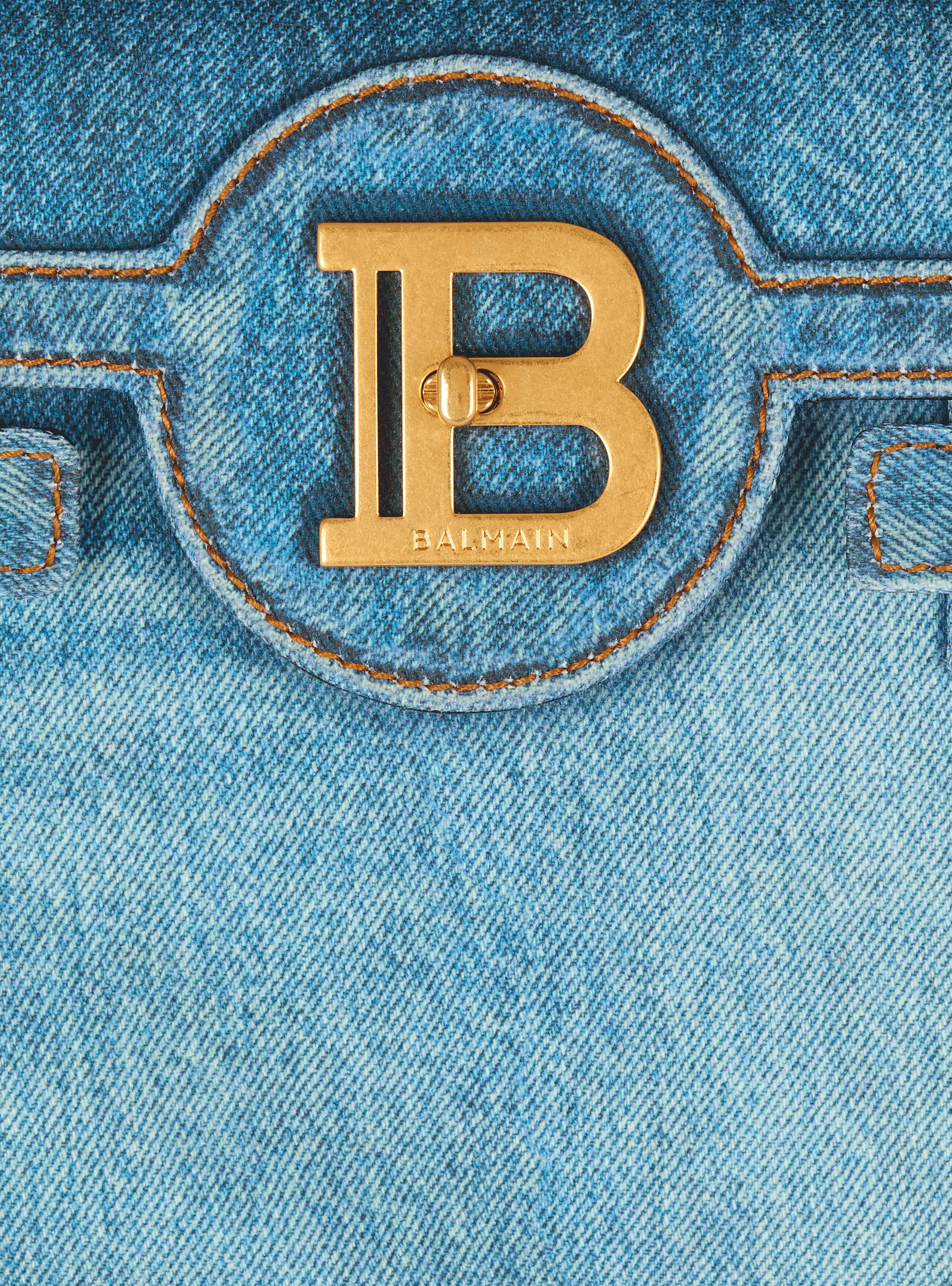B-Buzz 23 bag in denim print canvas blue blue - Women | BALMAIN