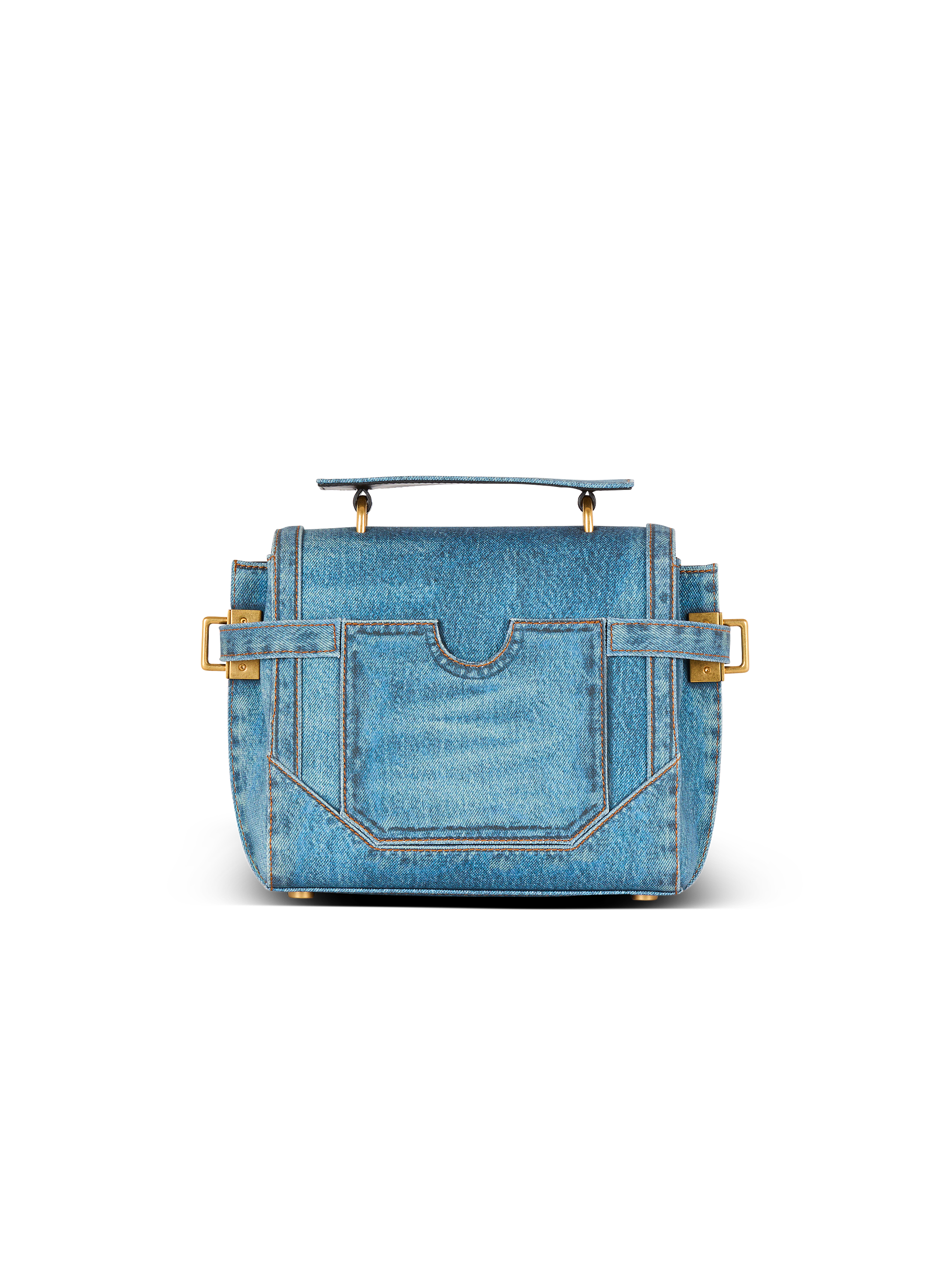 B-Buzz 23 bag in denim print canvas blue blue - Women | BALMAIN