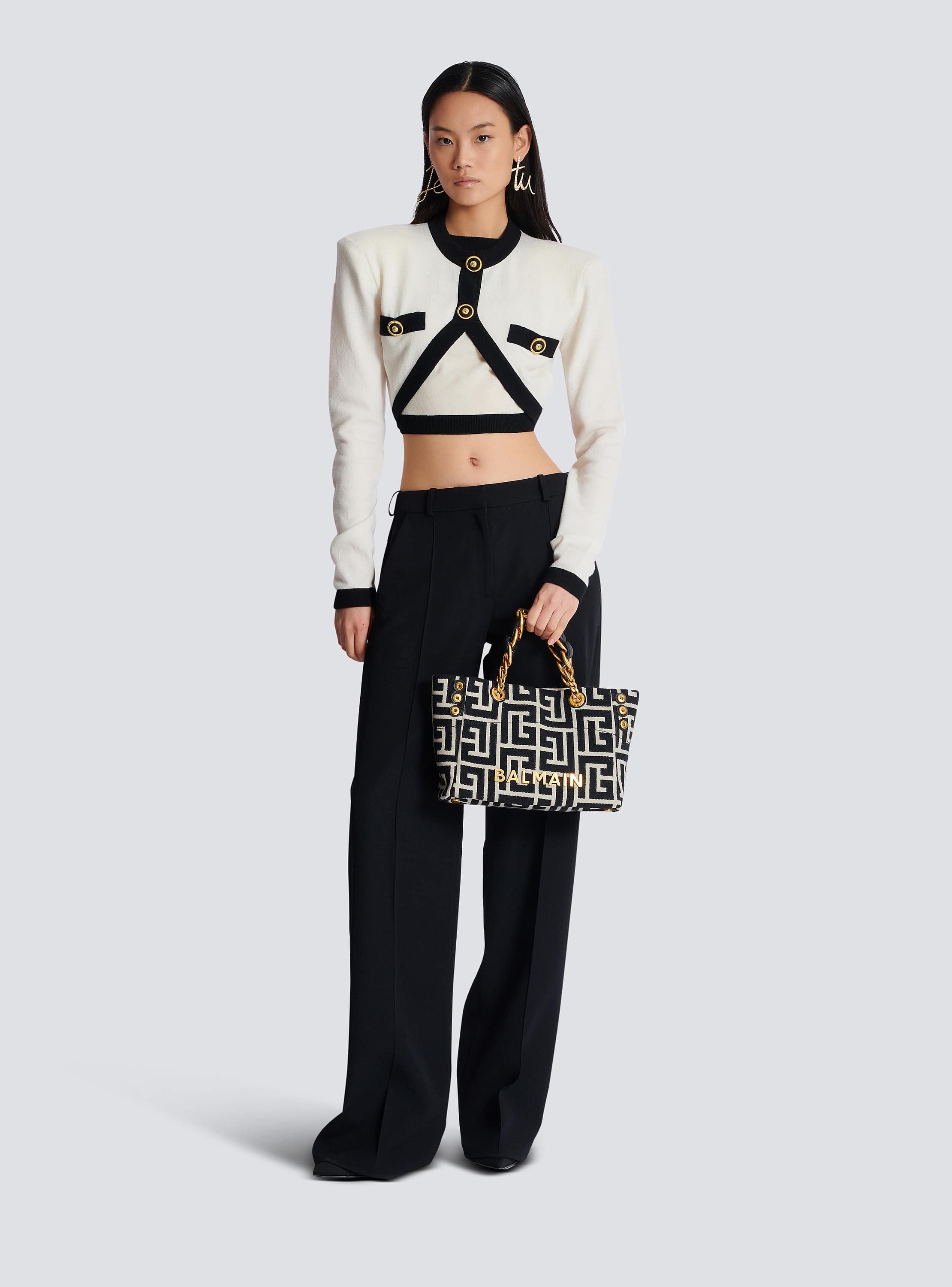 トートバッグ BALMAIN SS25 1945 SOFT CABAS SMALL (EN1FD871TJXN GFE) Small 1945 Soft monogrammed jacquard tote bag - Women | BALMAIN