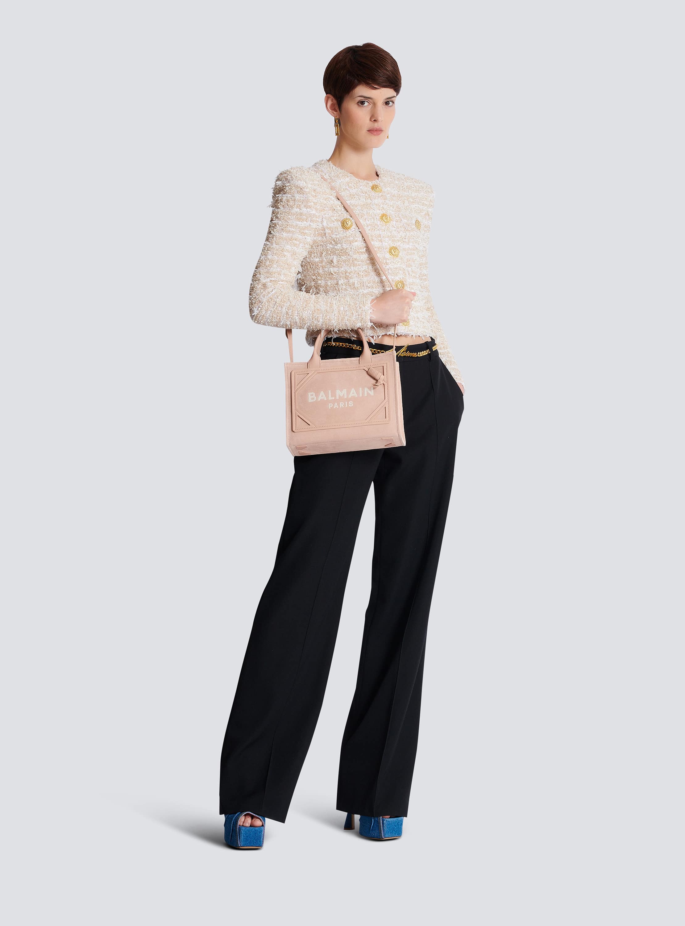 Small suede B-Army tote bag - Women | BALMAIN