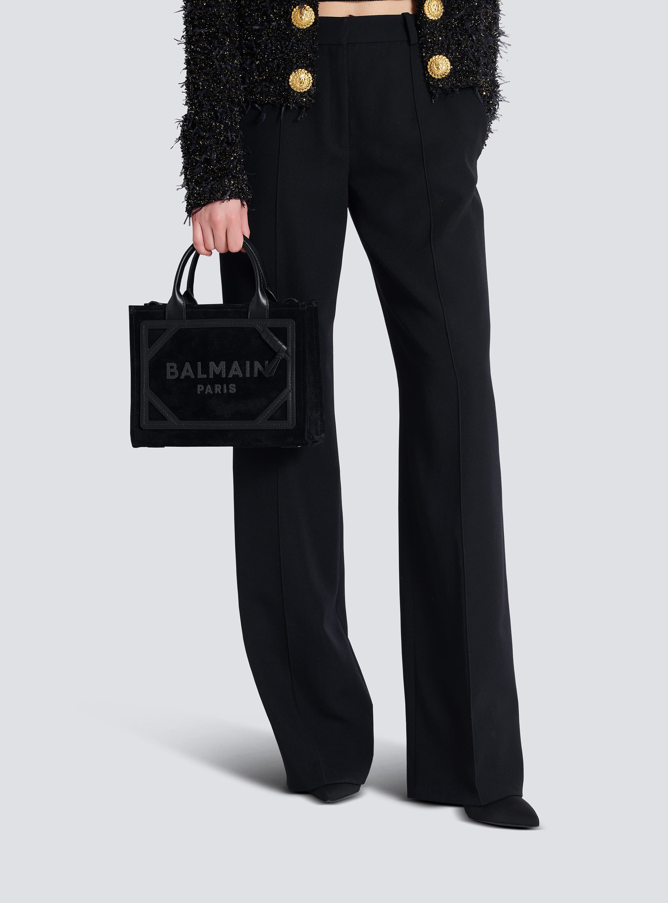 Small suede B-Army tote bag - Women | BALMAIN