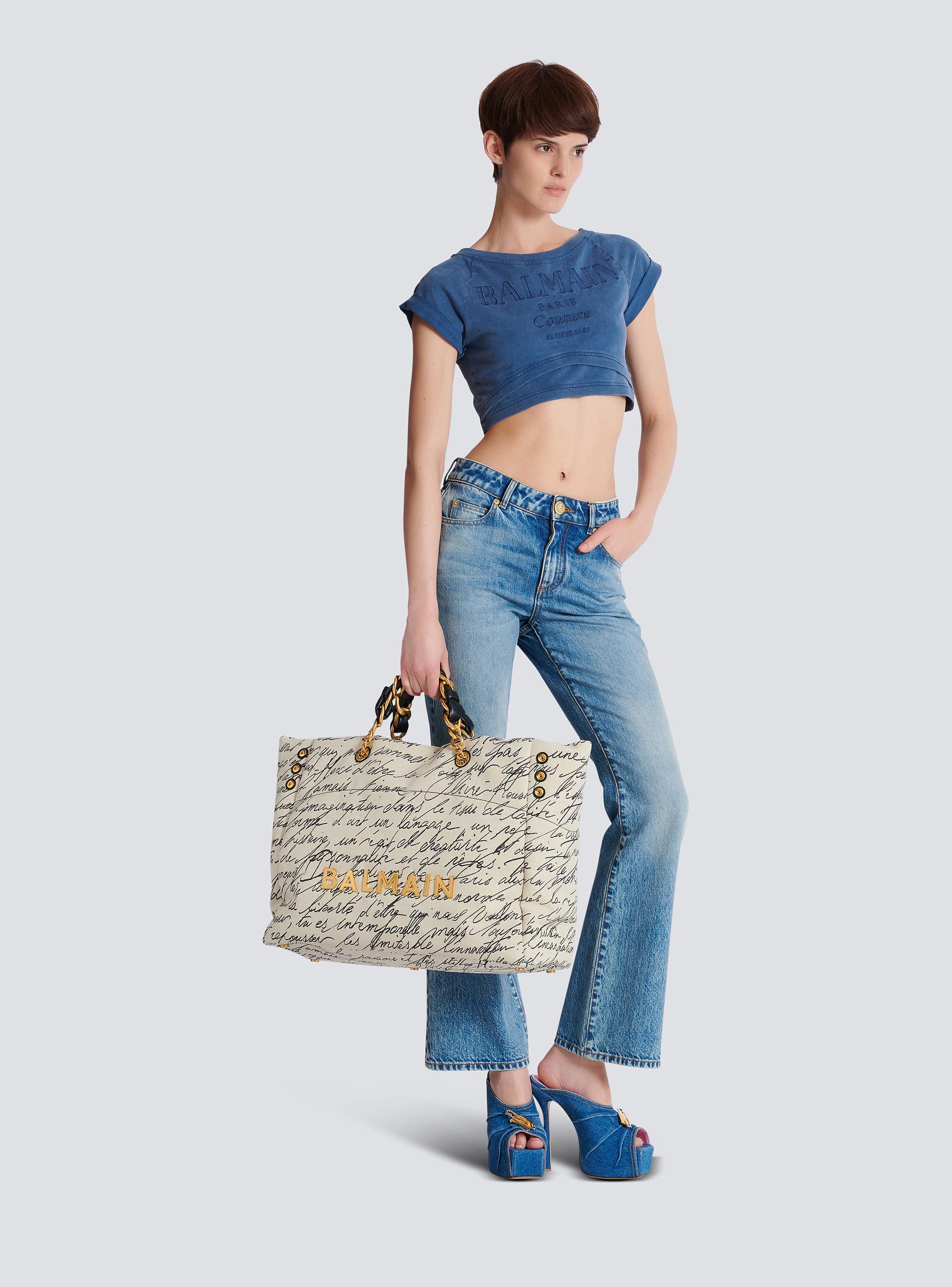 BALMAIN 1945 ソフト XXL トトハック EN1FF813TEPM GAU 1945 Soft XXL tote bag in printed canvas - Women | BALMAIN