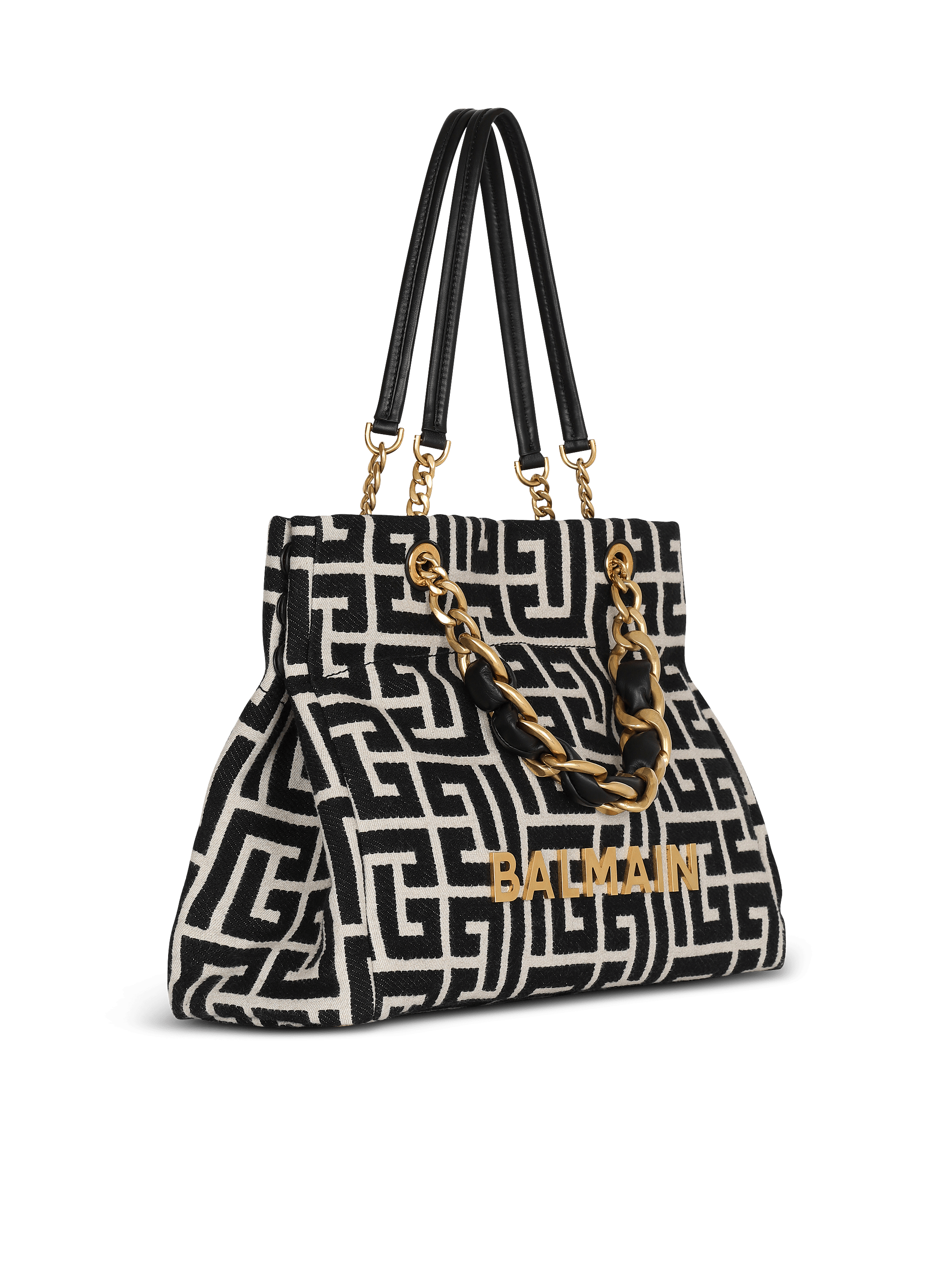 1945 Soft monogrammed jacquard tote bag black - Women | BALMAIN