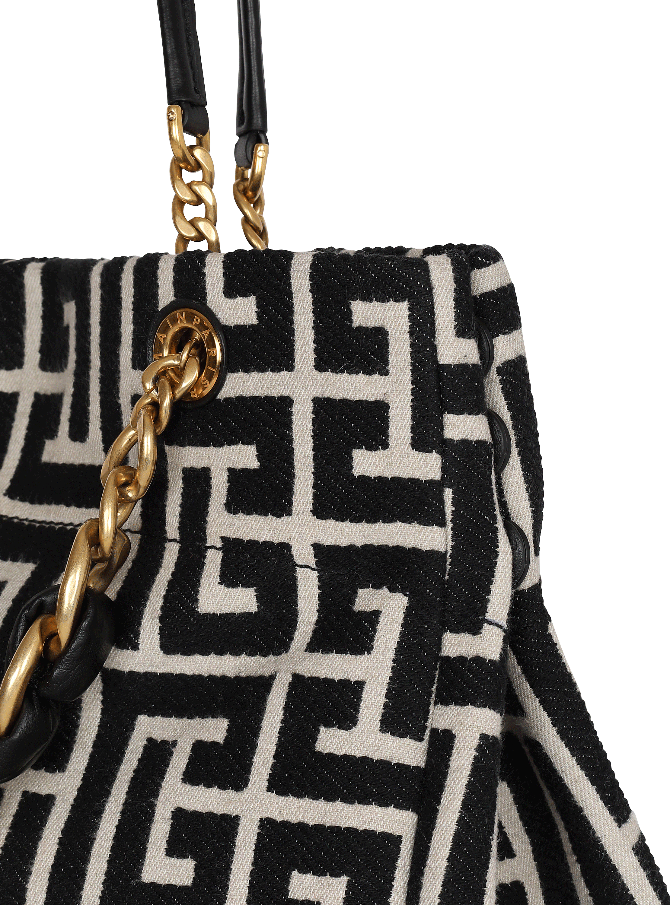 超安い bag tote jacquard monogrammed Soft 1945 black BALMAIN | Women - ヘアアクセサリー
