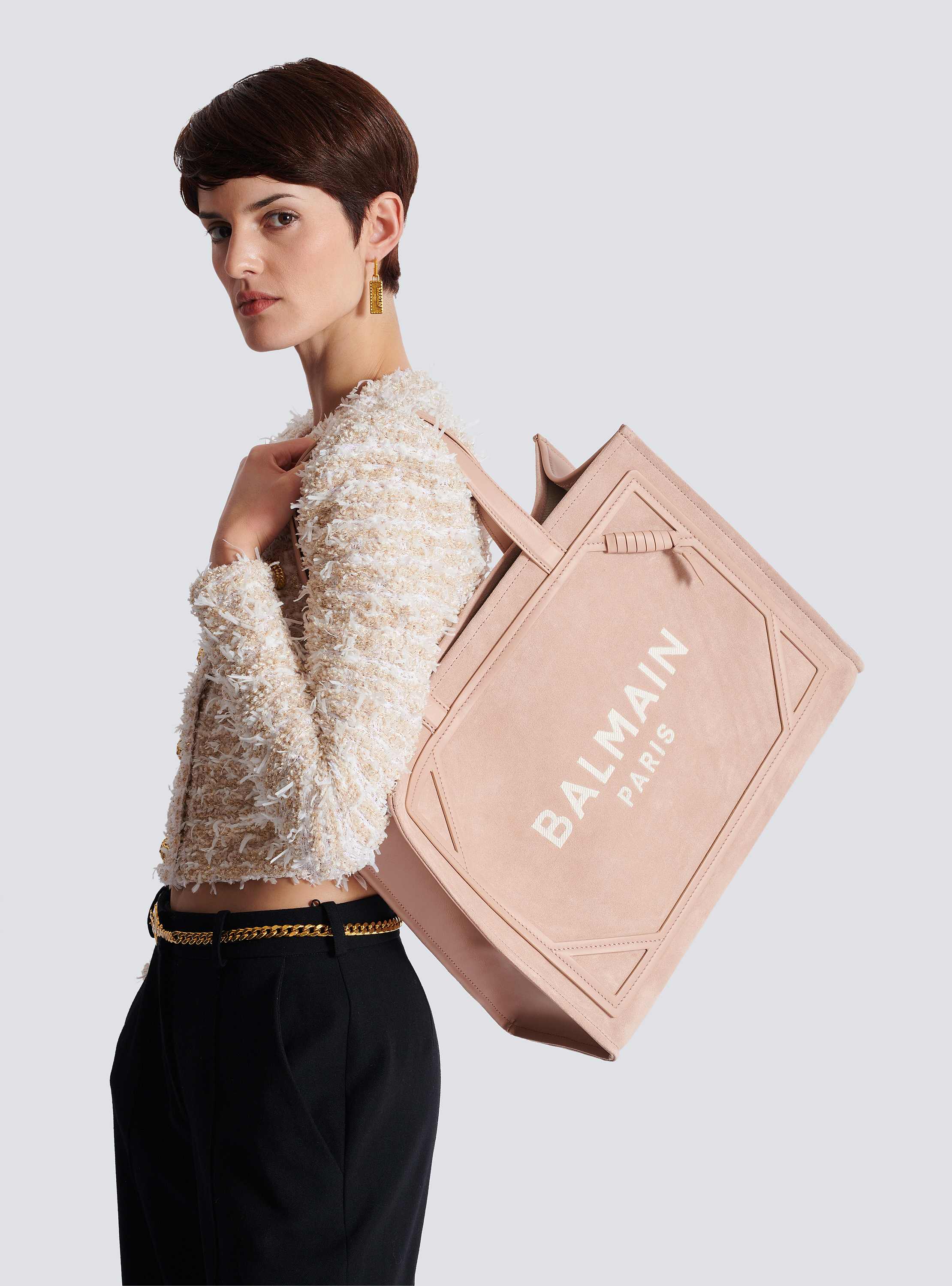 【関税＆送料込み】Balmain B-Army Medium Shopper Bag Medium suede B-Army tote bag - Women | BALMAIN