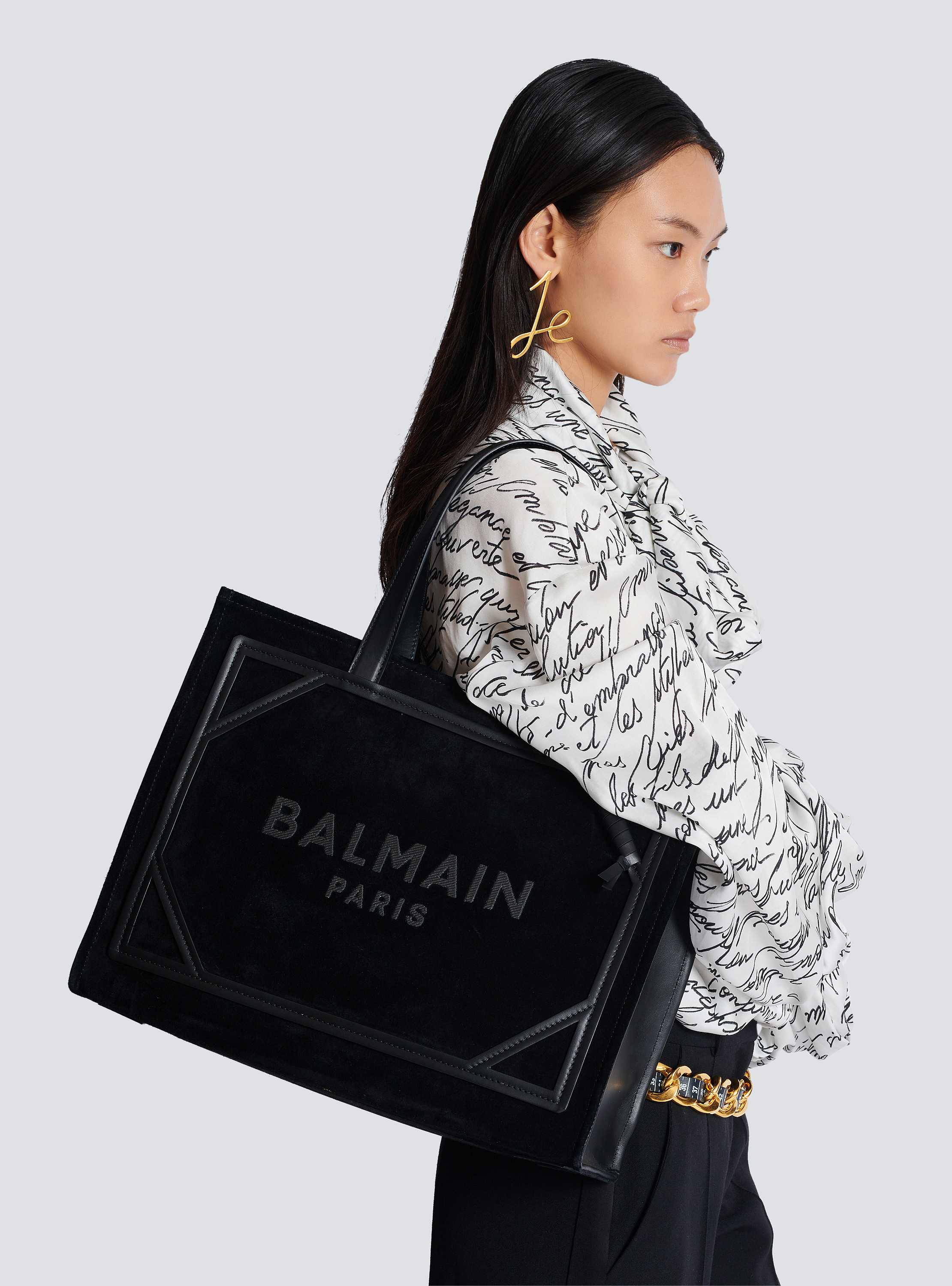 トートバッグ Balmain B-Army Medium Shopper Bag Balmain B-Army Medium Shopper Tote Bag in Raffia and Leather