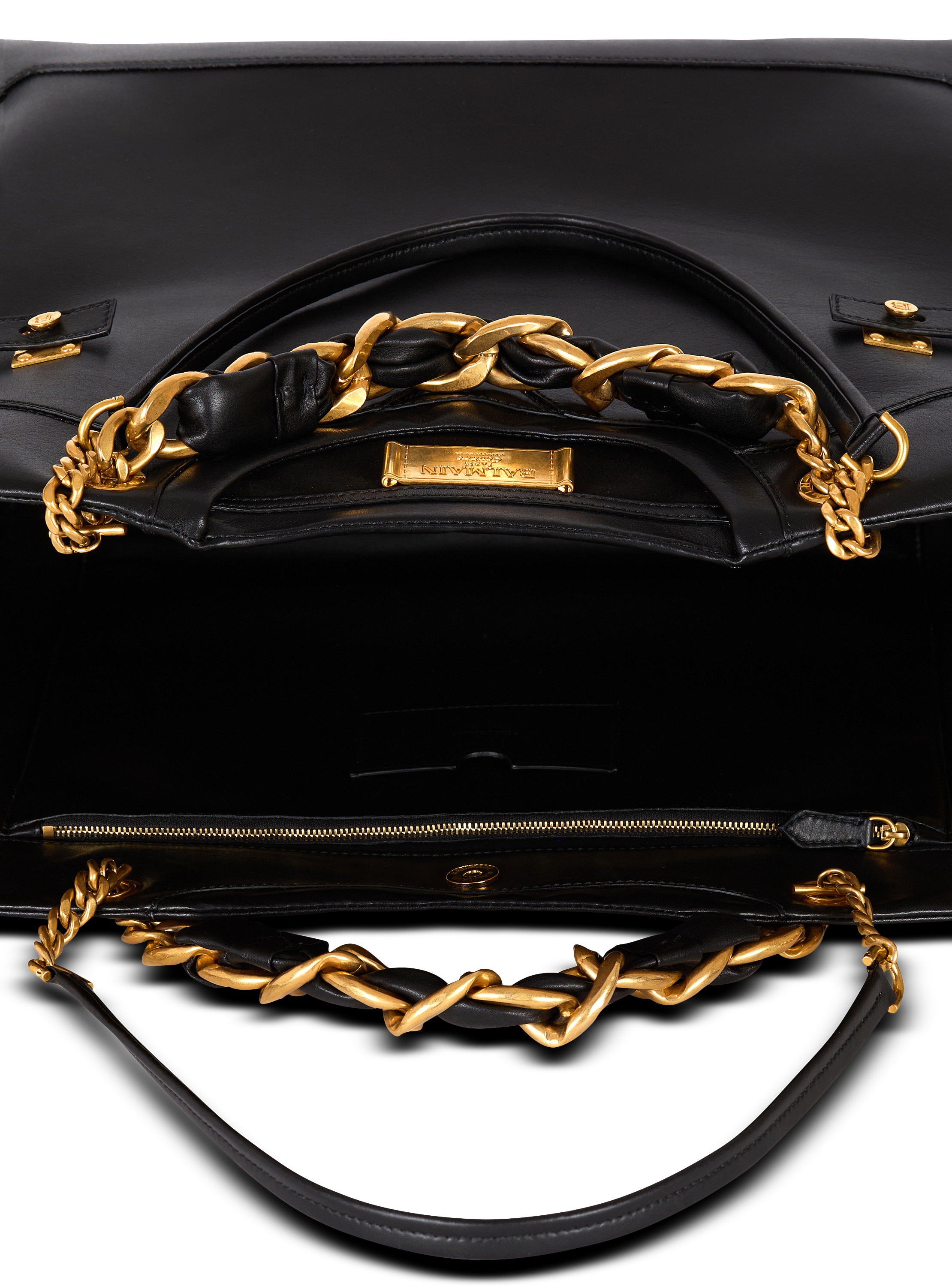 Crewneck calfskin tote bag black - Women | BALMAIN