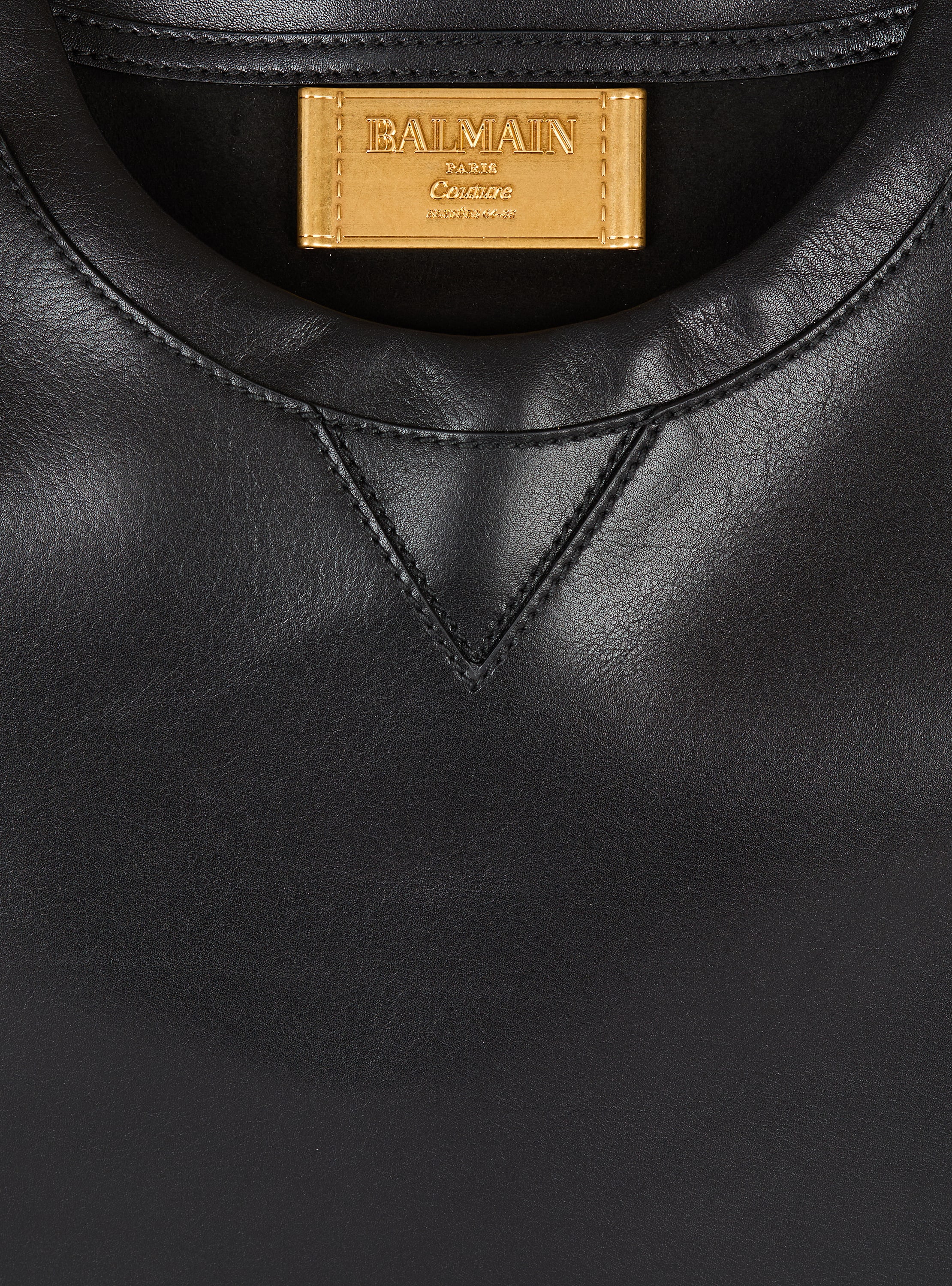Crewneck calfskin tote bag black - Women | BALMAIN