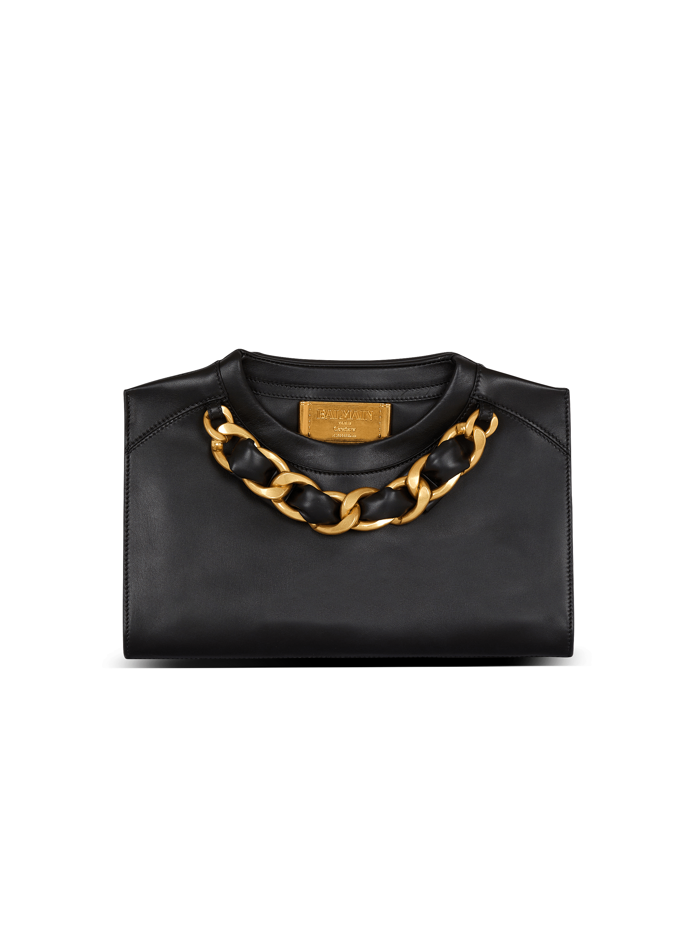 Crewneck zipped calfskin pouch