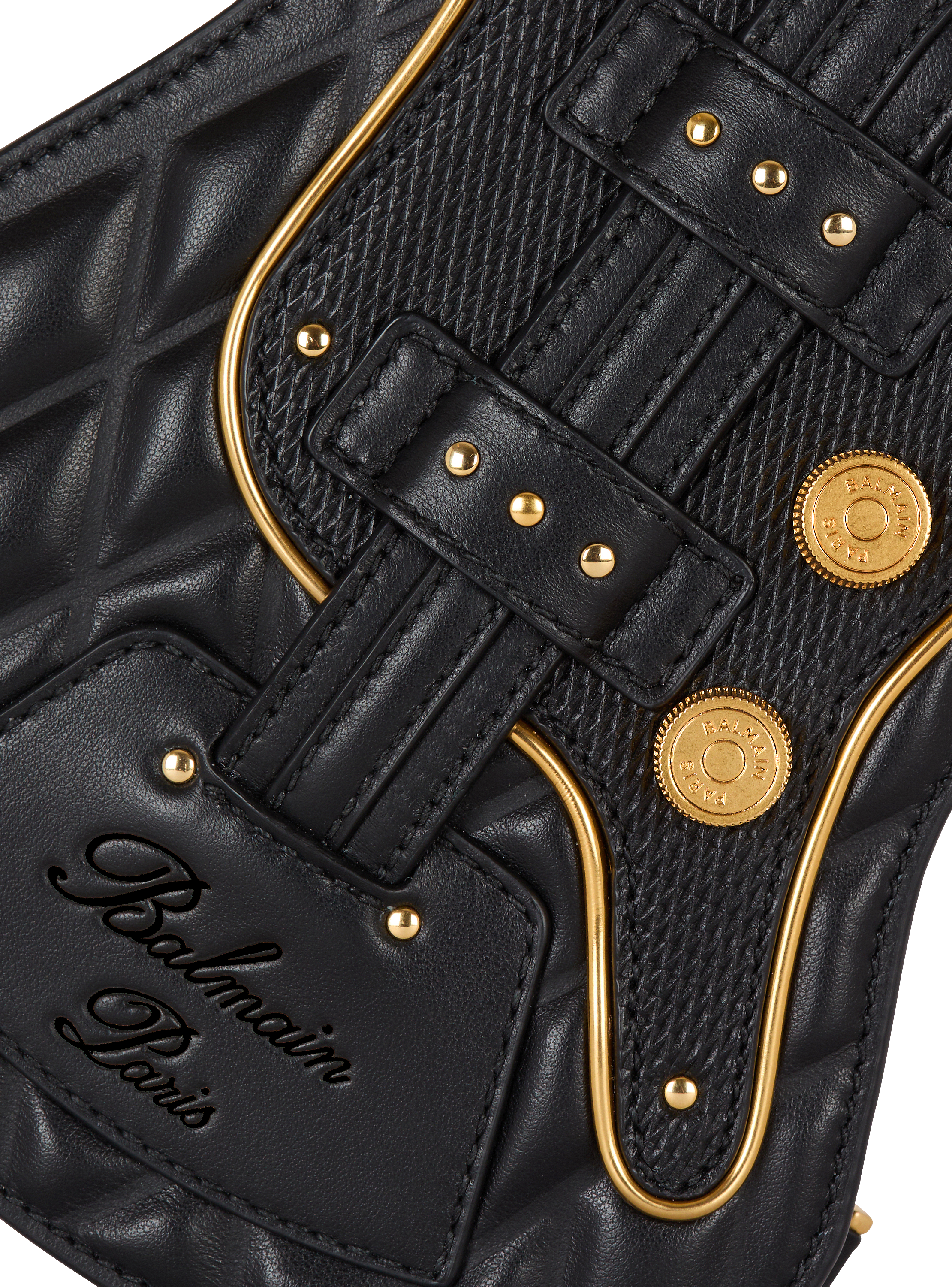 Guitar quilted calfskin bag black - Women | BALMAIN Guitar quilted calfskin bag black - Women | BALMAIN