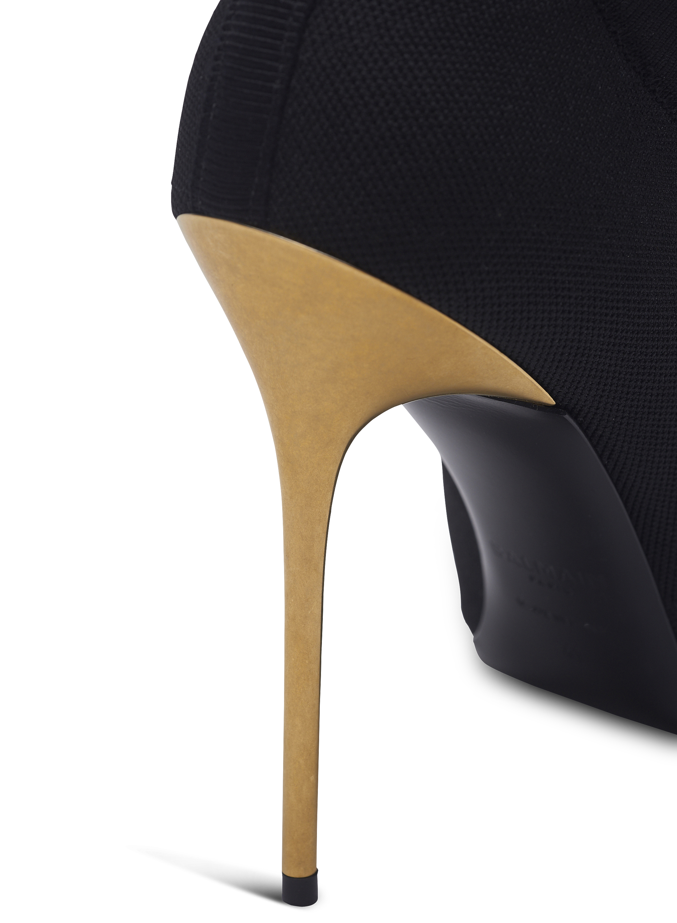 ショートブーツ・ブーティ BALMAIN EN1TE102TKAB Ankle Boots Black Crewneck knit ankle boots - Women | BALMAIN
