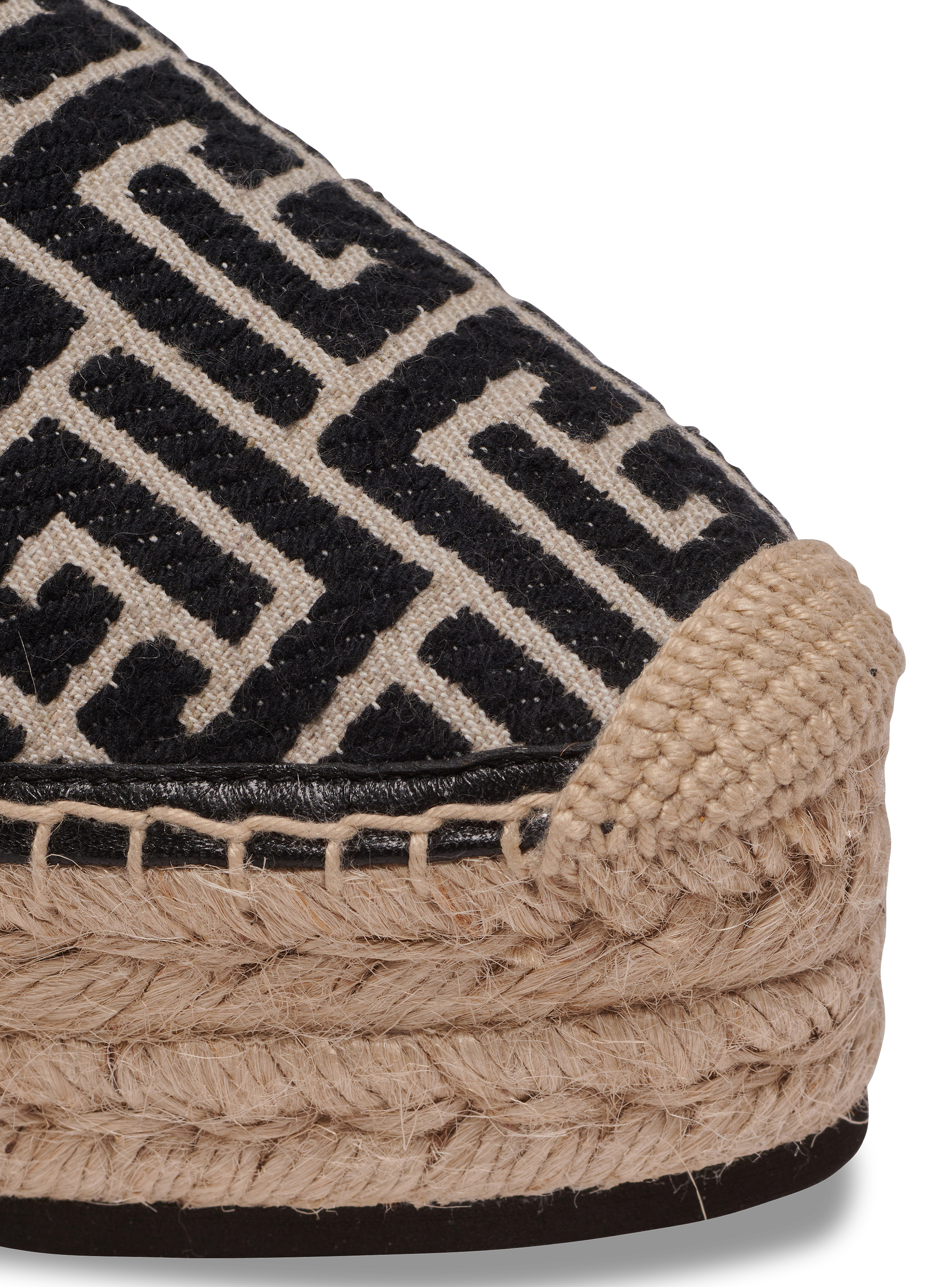 サンダル・ミュール BALMAIN 'Alex' espadrilles Alex monogram jacquard and leather espadrilles black black