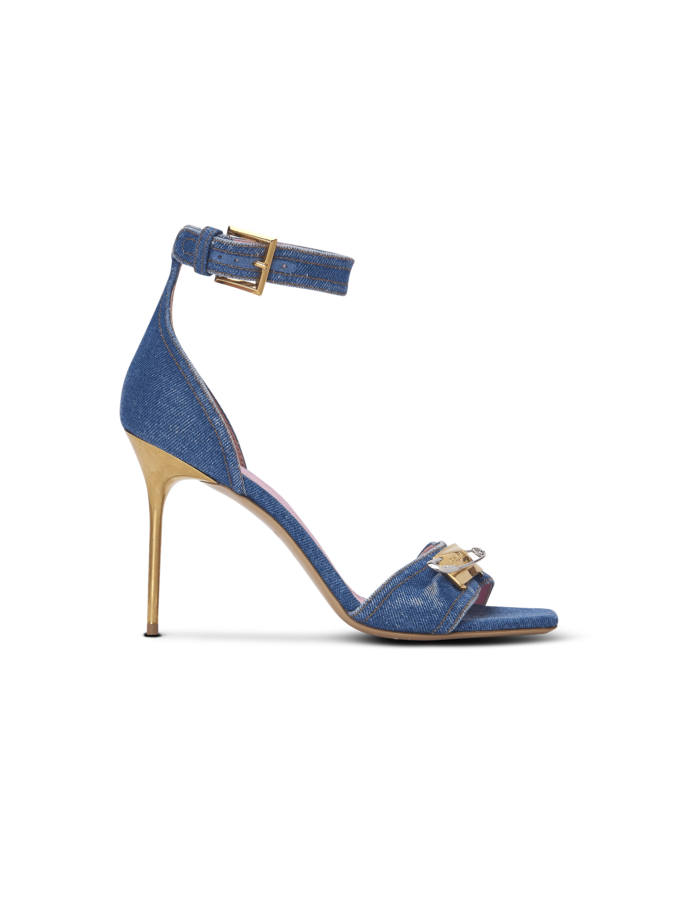 Safety Pin Denim Sandals