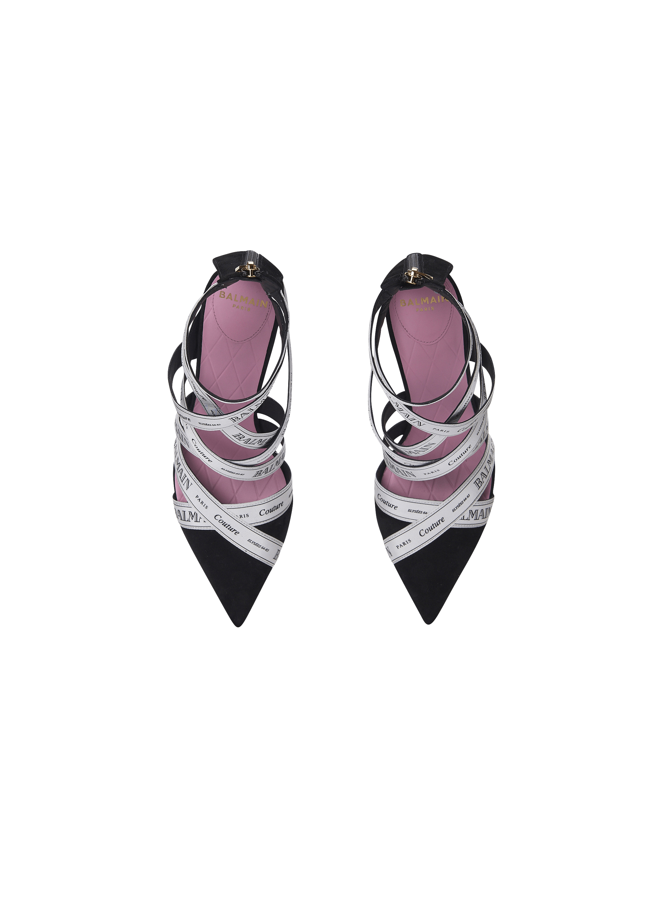 【送料&関税込】Balmain Couture Ribbon-print Pumps Couture suede heels with Balmain ribbon motif - Women | BALMAIN