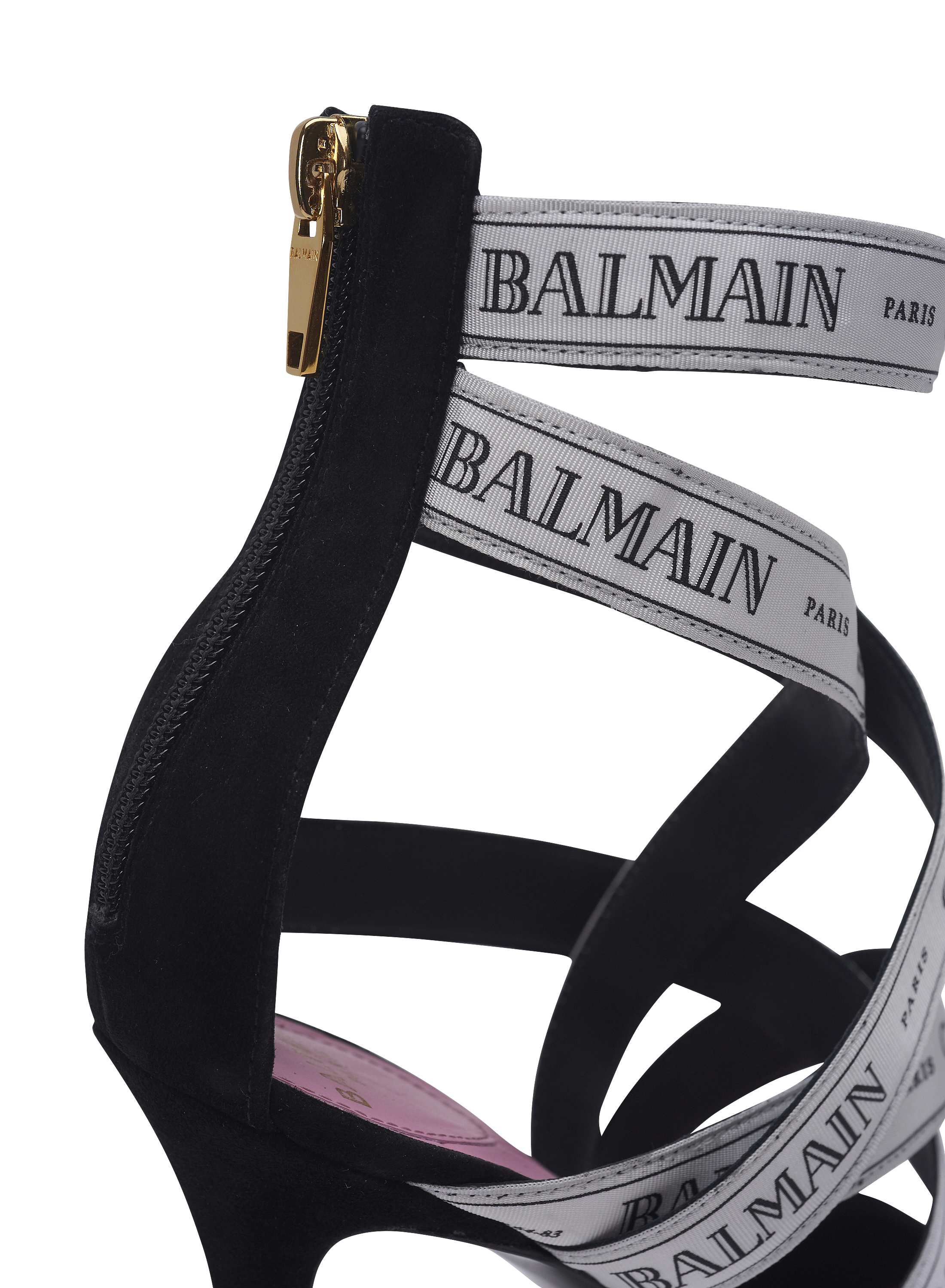 Couture suede heels with Balmain ribbon motif - Women | BALMAIN