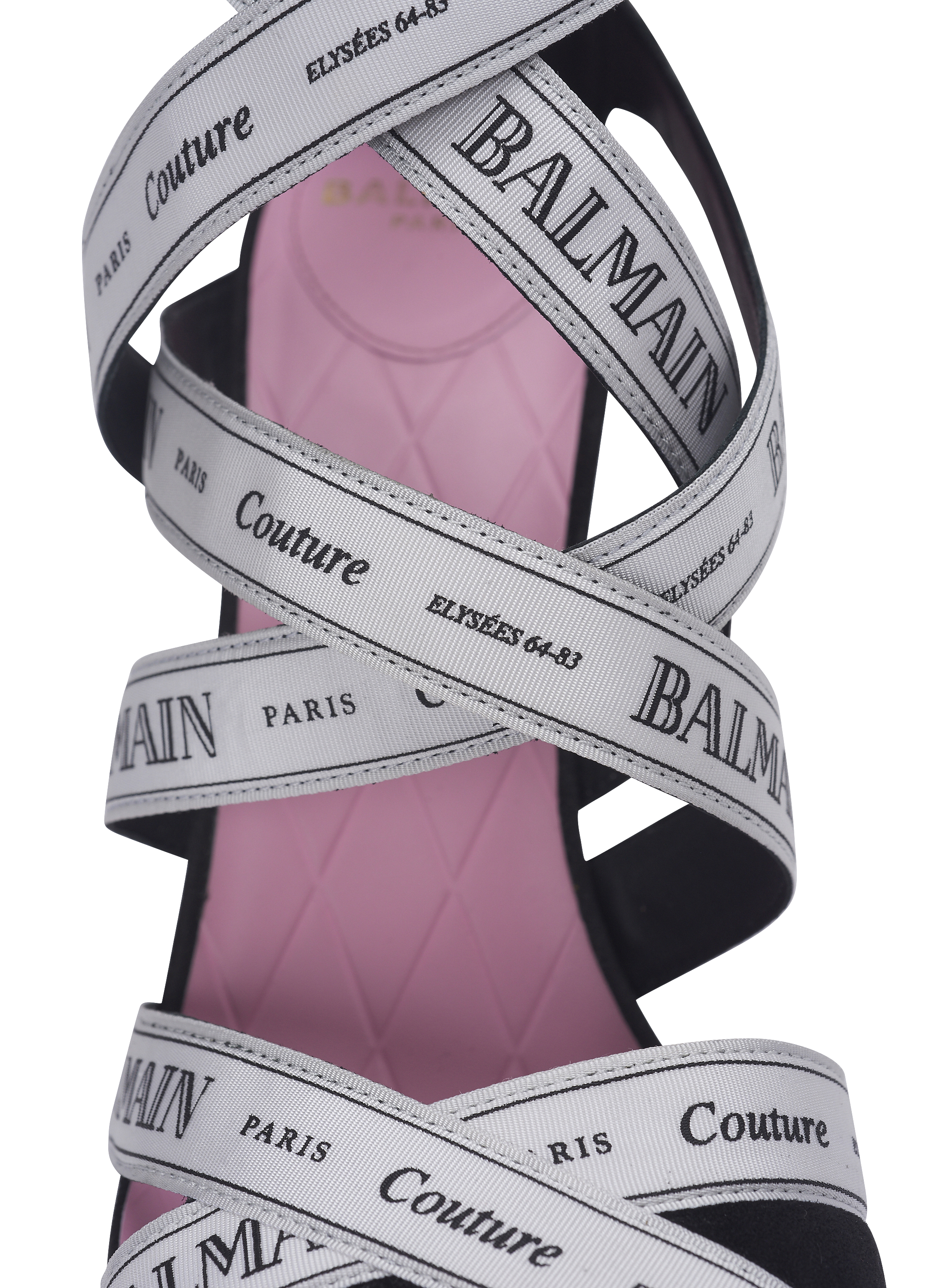 【関税＆送料込み】Balmain 'Couture Ribbon-Print' Pumps Couture suede heels with Balmain ribbon motif - Women | BALMAIN