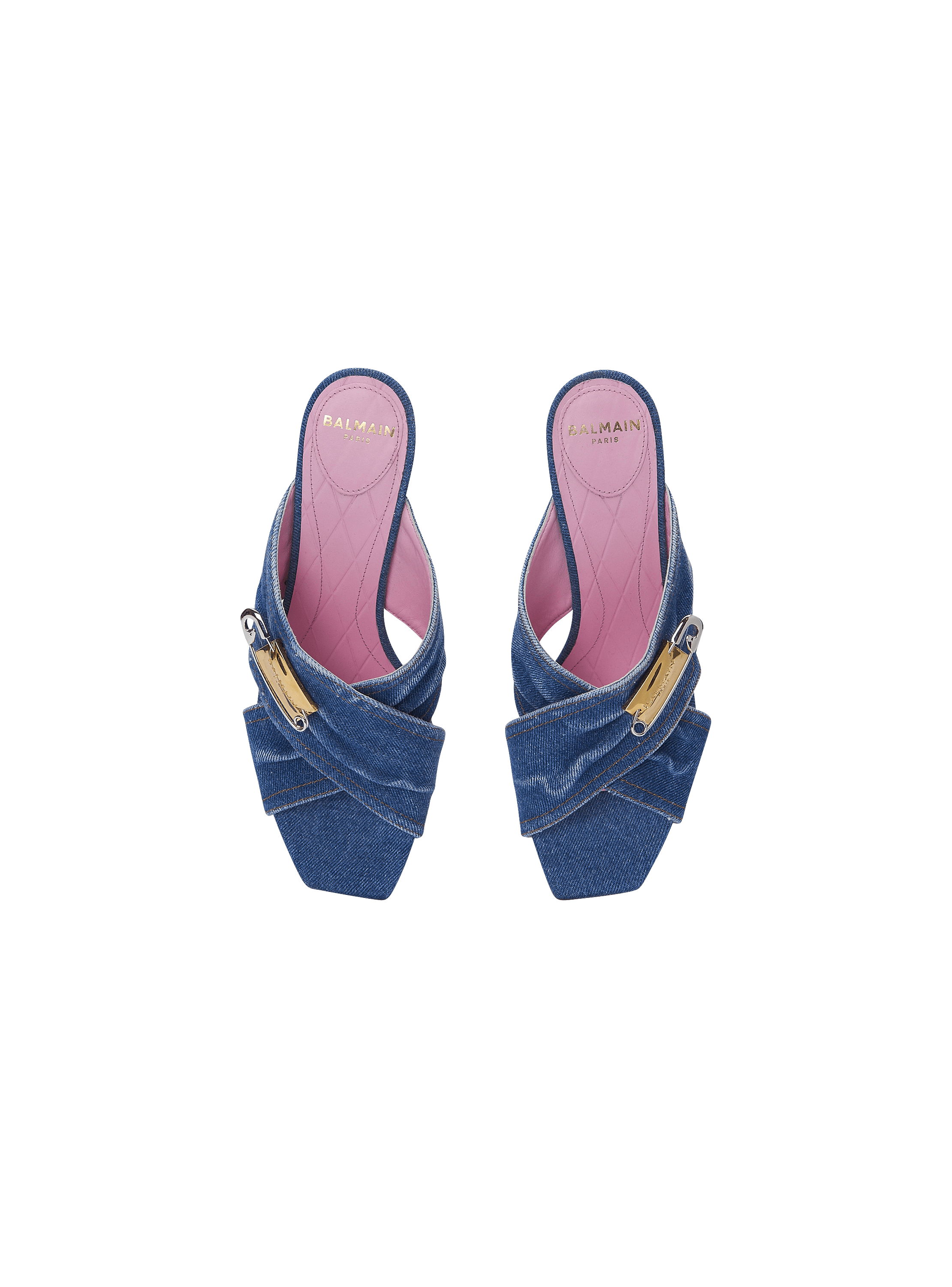 【Balmain】MULE SAFETY PIN-DENIM◆EN1UR079TDMS Denim Safety Pin mules - Women | BALMAIN