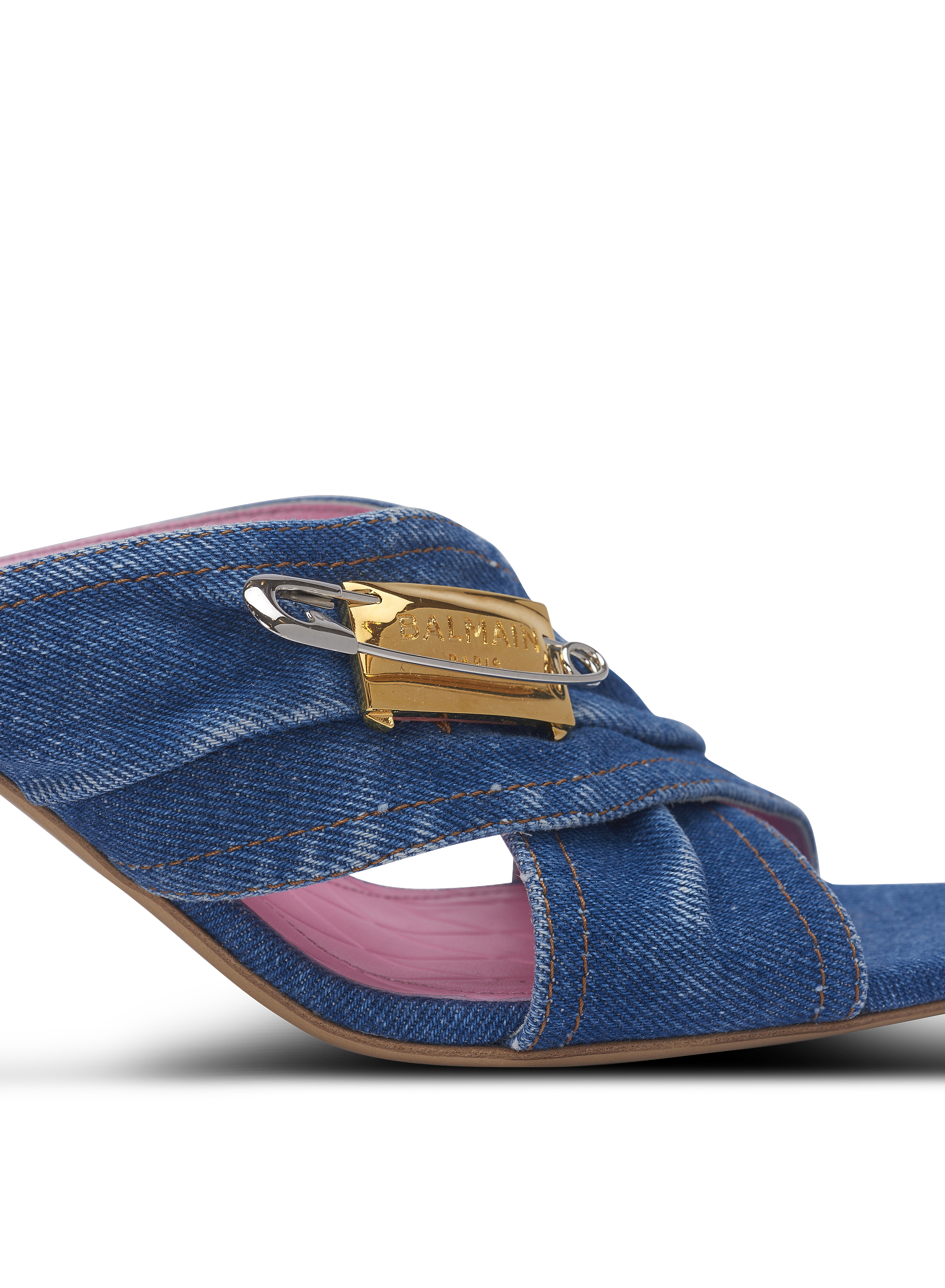 【Balmain】MULE SAFETY PIN-DENIM◆EN1UR079TDMS Denim Safety Pin mules - Women | BALMAIN
