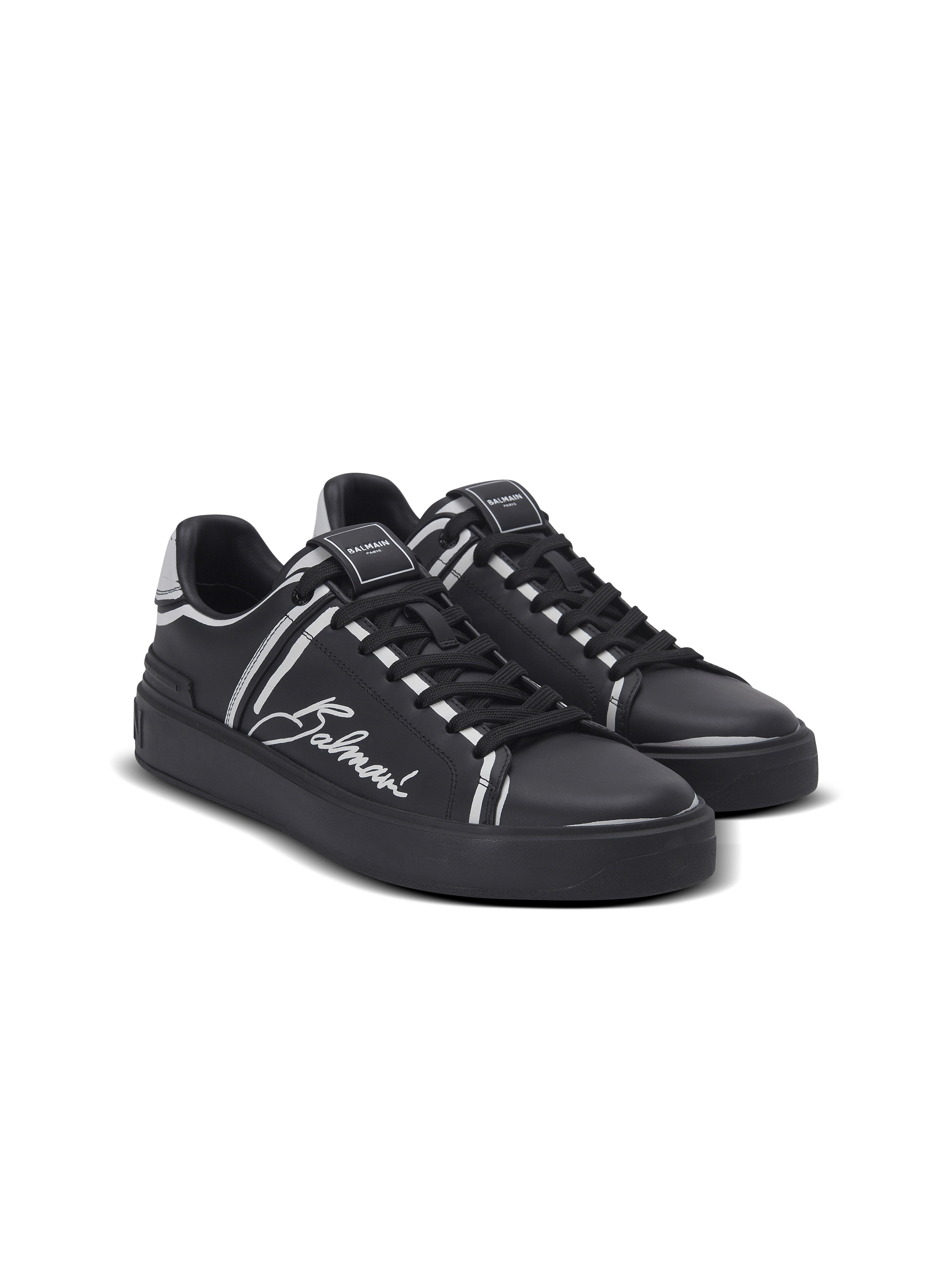VIP★BALMAIN B-Court ロゴ プリント レザースニーカー org.jpg